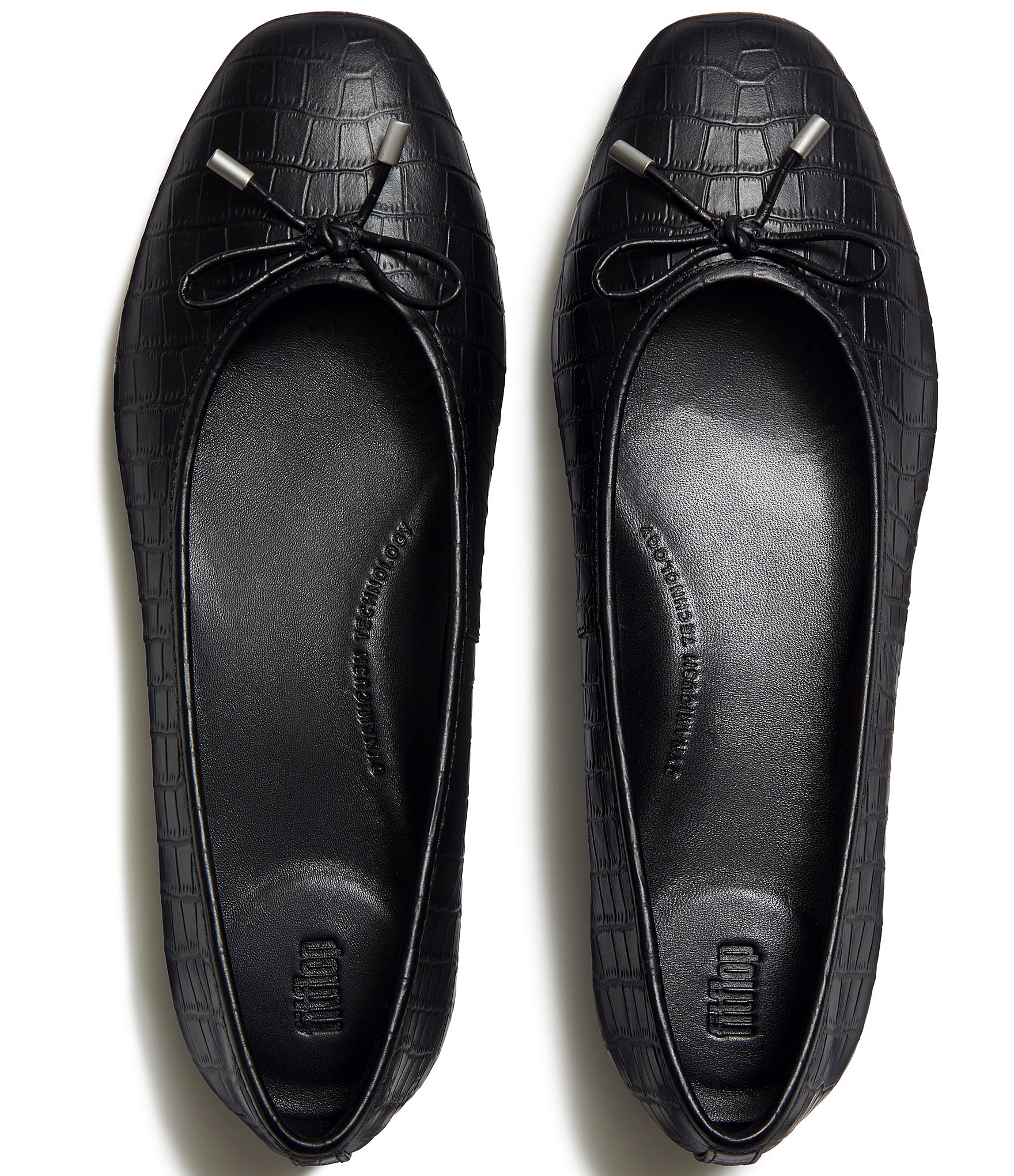 FitFlop Delicato Crocodile Embossed Leather Bow Ballet Flats
