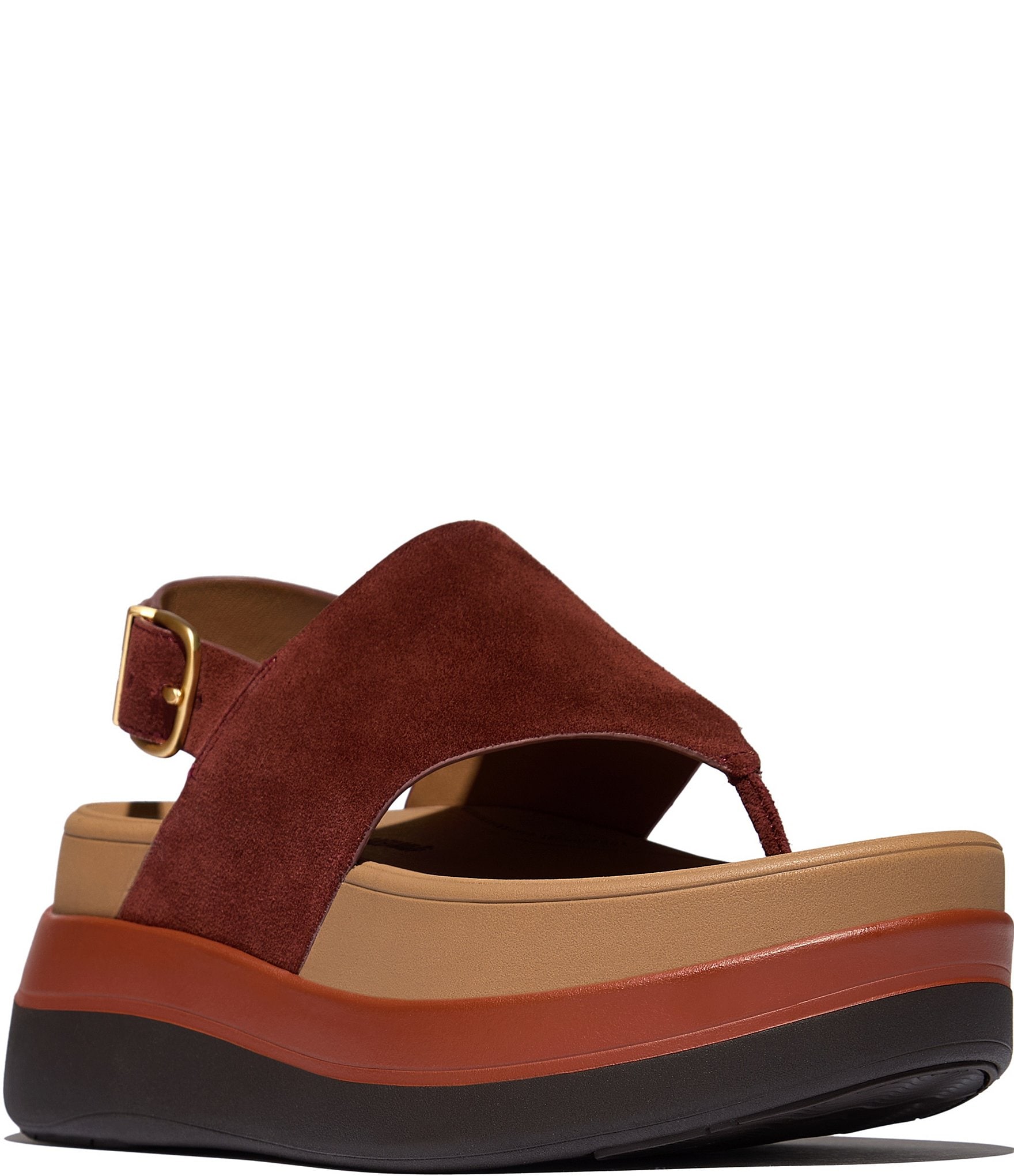 FitFlop F-Mode Suede Colorblock Slingback Thong Platform Sandals