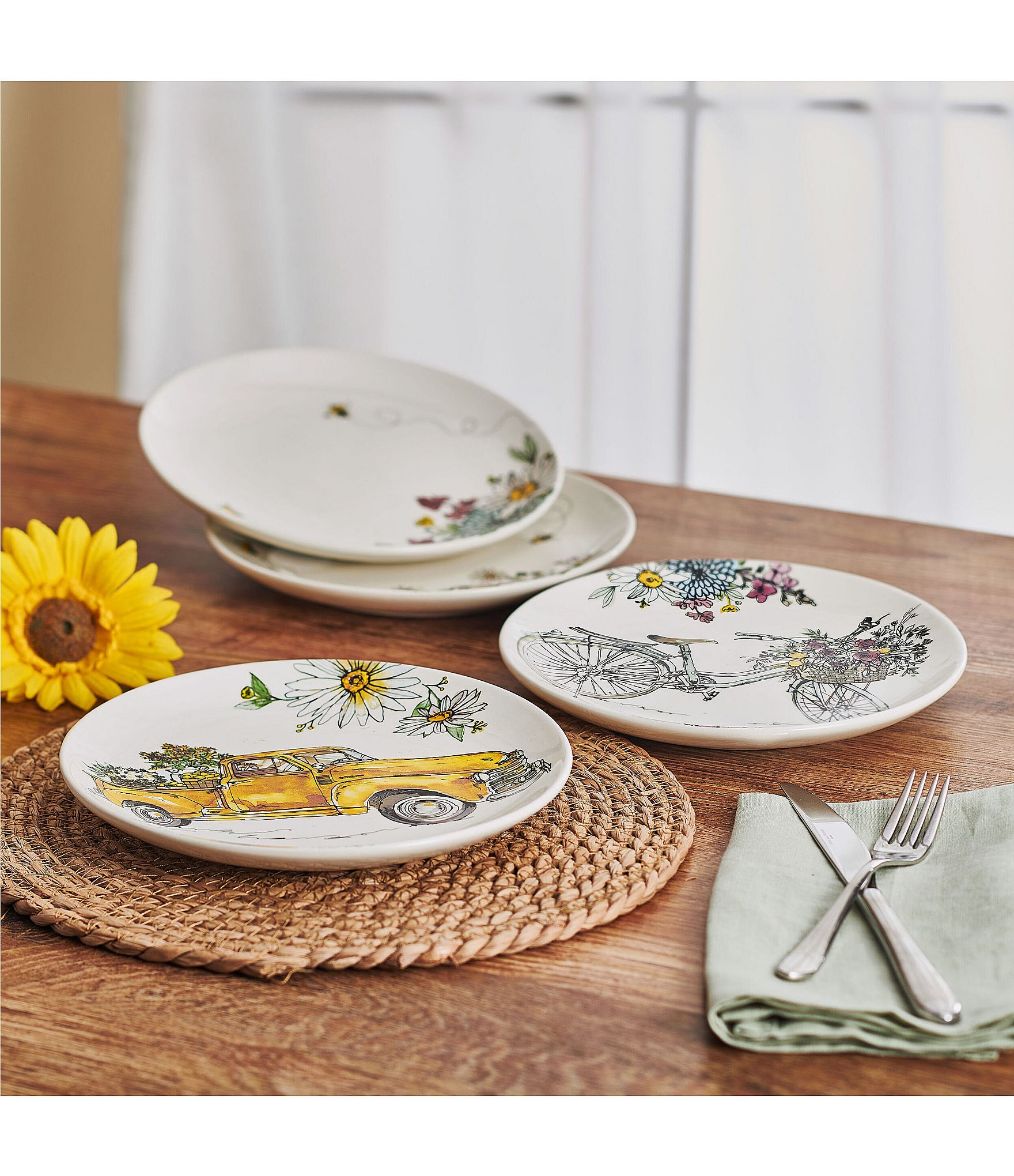 Fitz And Floyd Emis Garden Assorted Party Plates, Set of 4