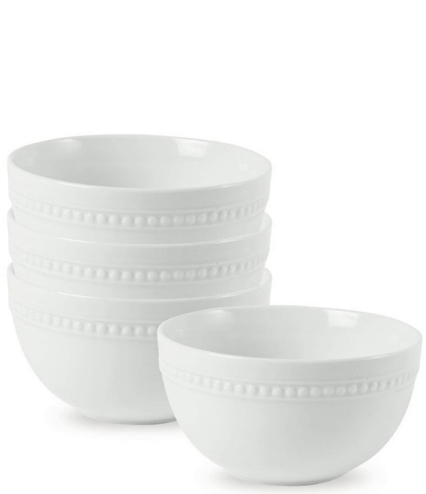 Everyday White by Fitz and Floyd Set of 4 Handled Soup Chili Bowls, 20 Ounces, White
