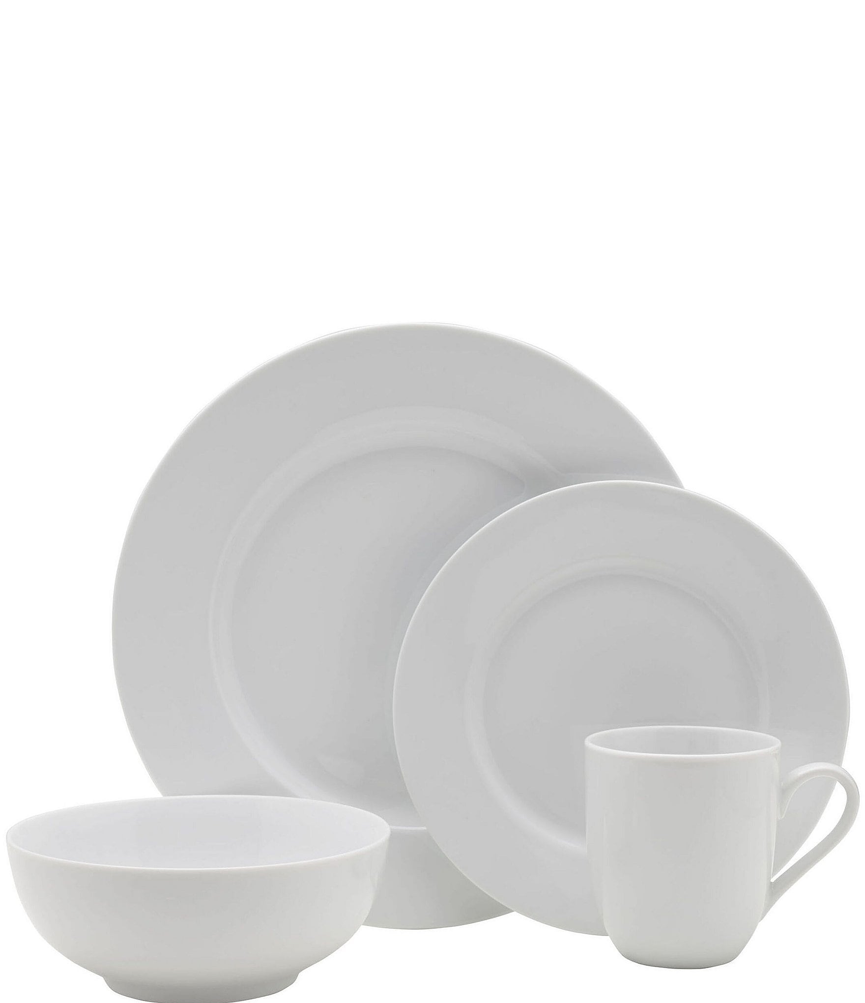 Fitz and Floyd Everyday White Classic Rim 16-Piece Dinnerware Set