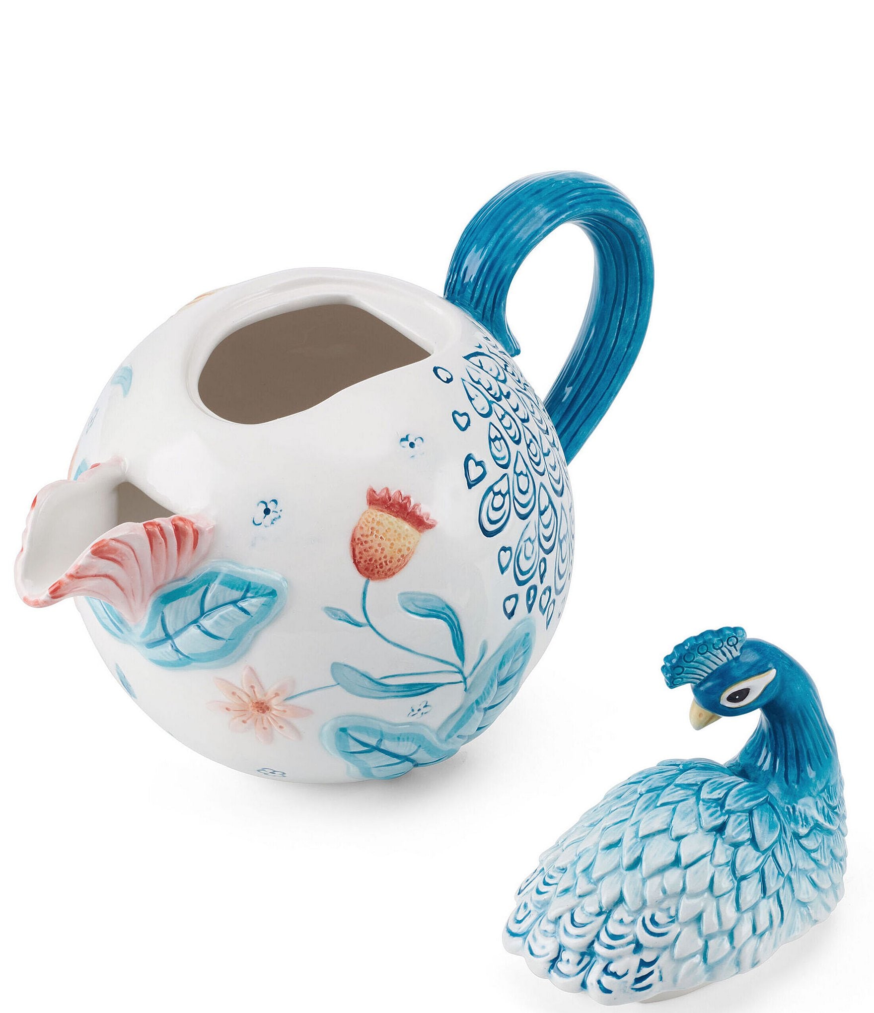 Fitz and Floyd Gracie Teapot With Peacock Lid