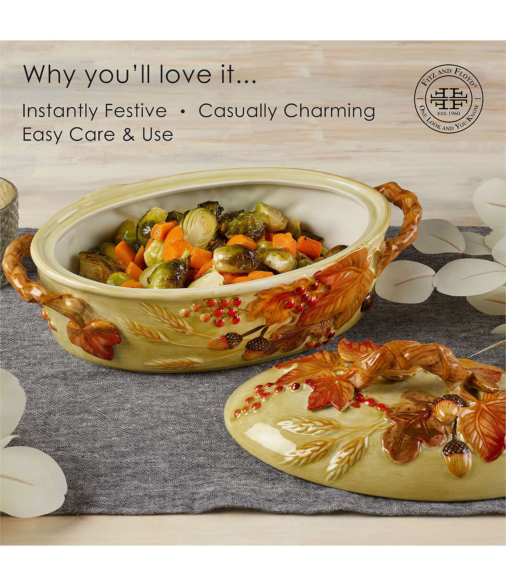 Fitz and Floyd Harvest Covered Vegetable Serve Bowl
