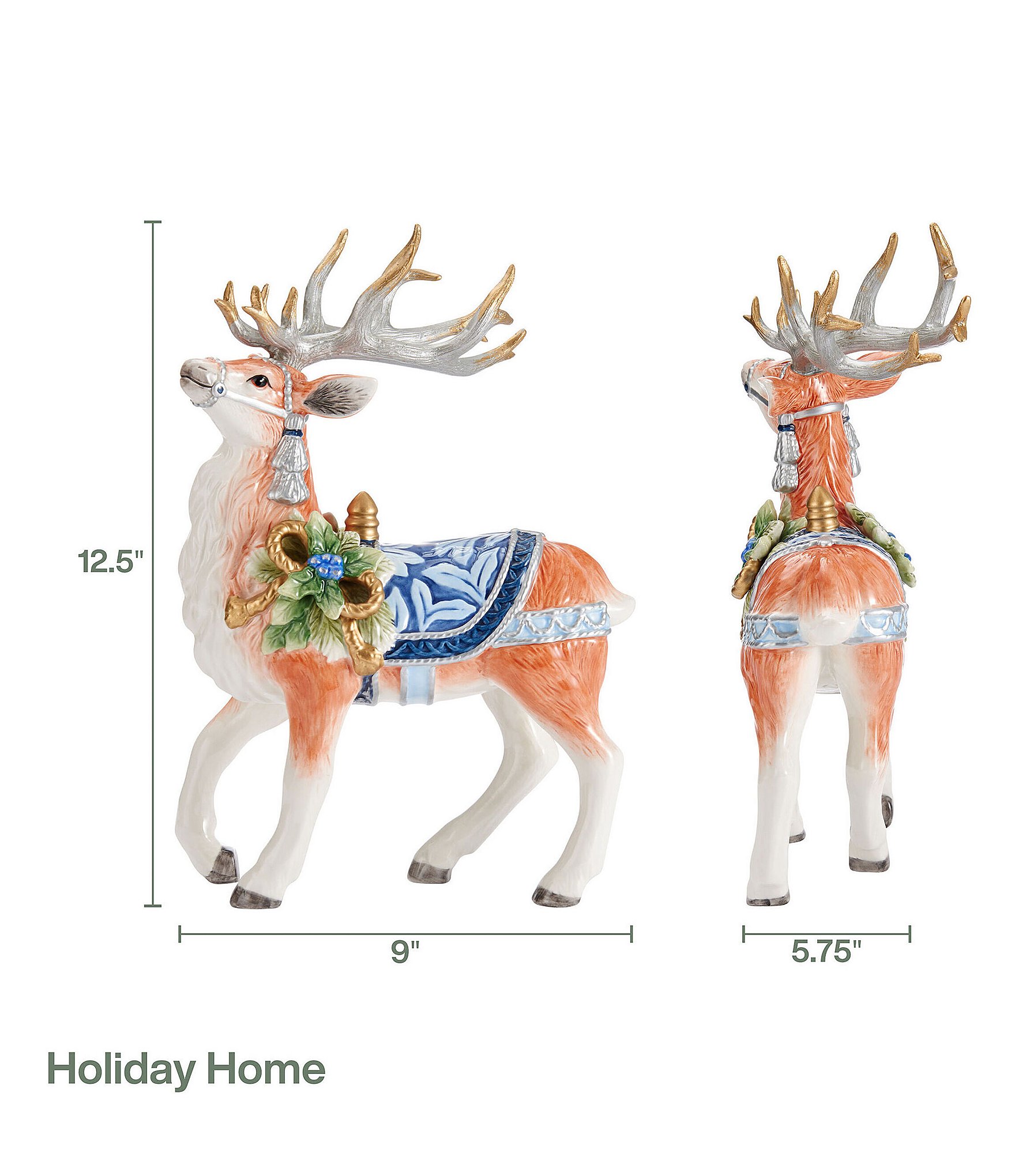 Fitz And Floyd Holiday Home Collection Blue Deer Figurine