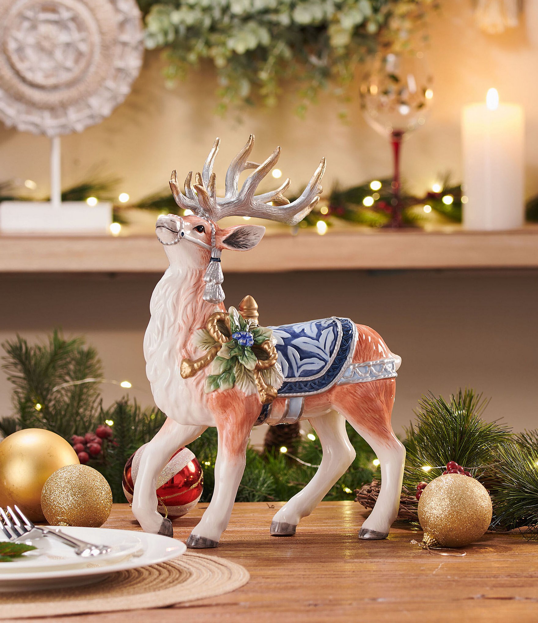 Fitz And Floyd Holiday Home Collection Blue Deer Figurine