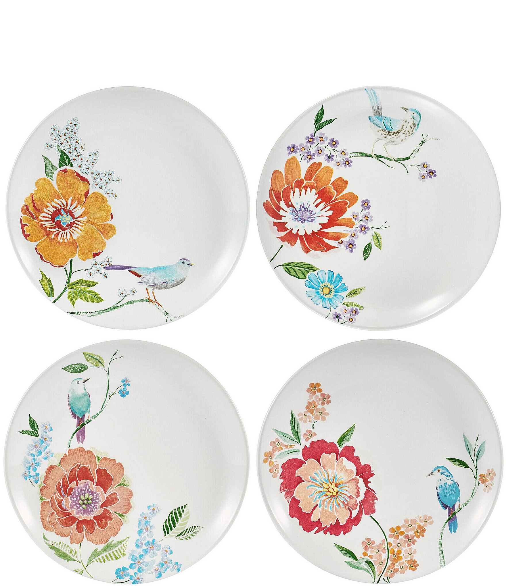 Fitz and Floyd Meadow Assorted Party Plates, Set of 4