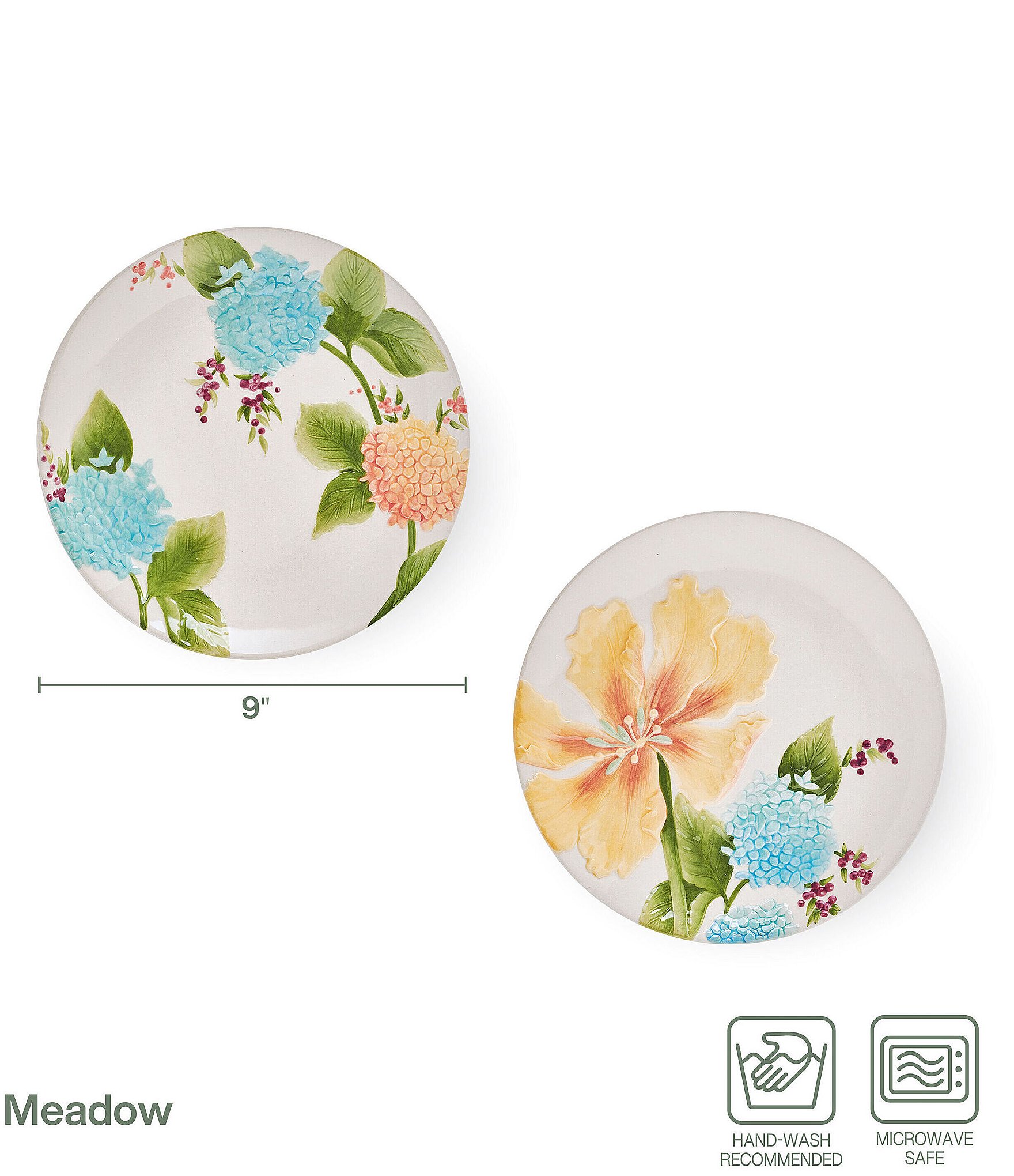 Fitz And Floyd Meadow Floral Plates, Set of 2