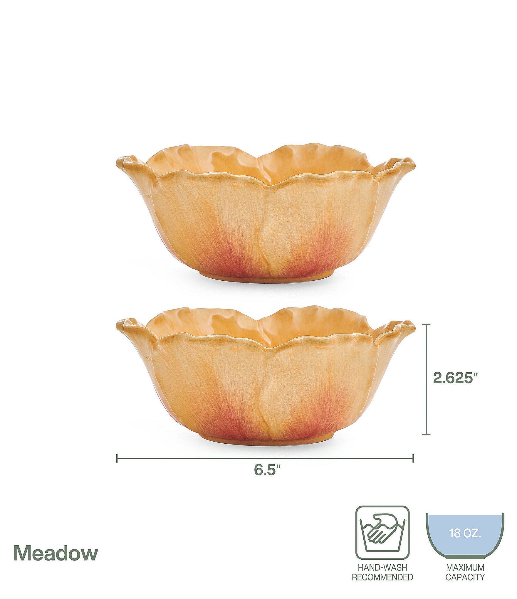 Fitz And Floyd Meadows Tulip Bowls, Set of 2