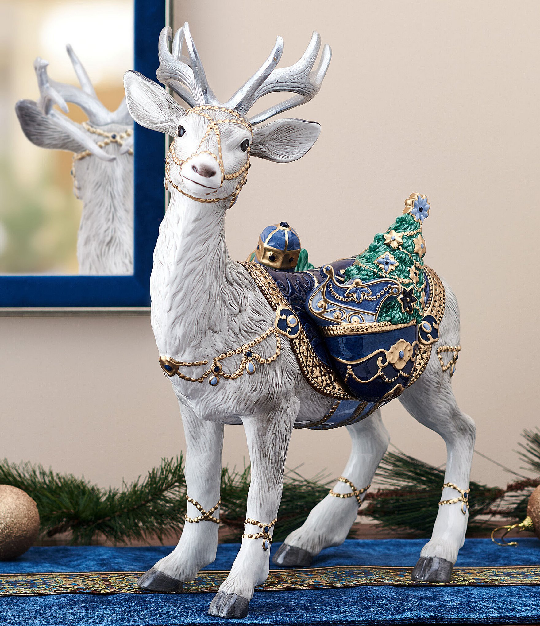 Fitz and Floyd Renaissance Blue Collection Deer Figurine