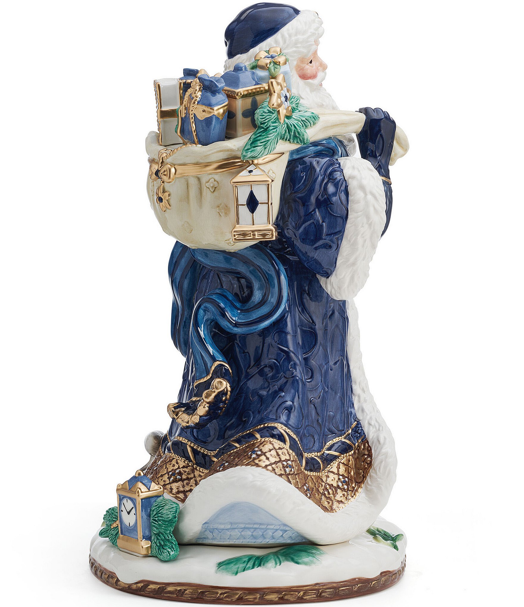 Fitz and Floyd Renaissance Blue Collection Large Santa Figurine