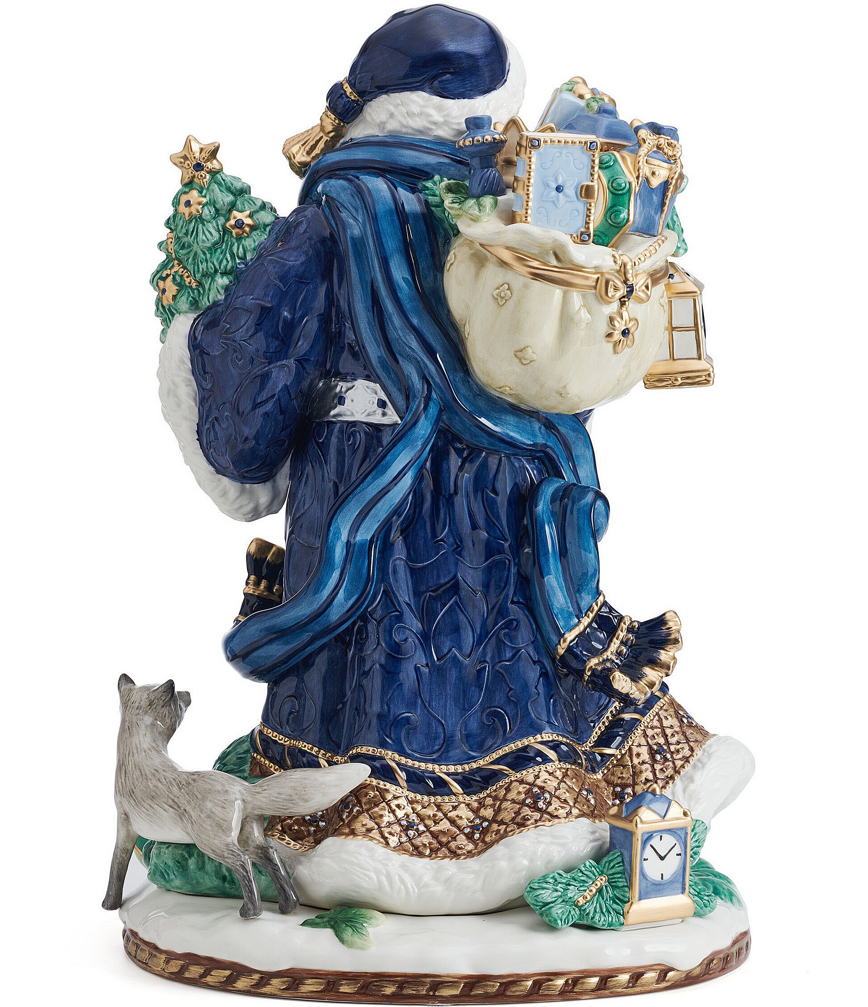Fitz and Floyd Renaissance Blue Collection Large Santa Figurine