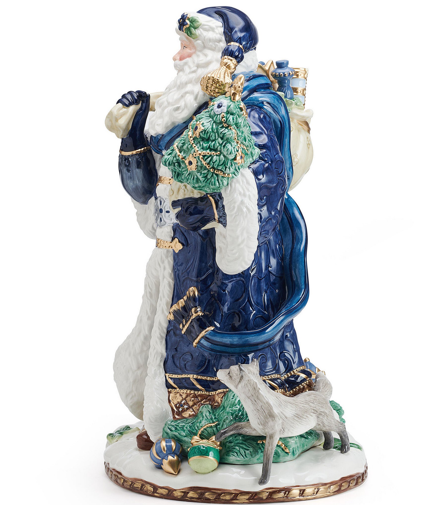 Fitz and Floyd Renaissance Blue Collection Large Santa Figurine