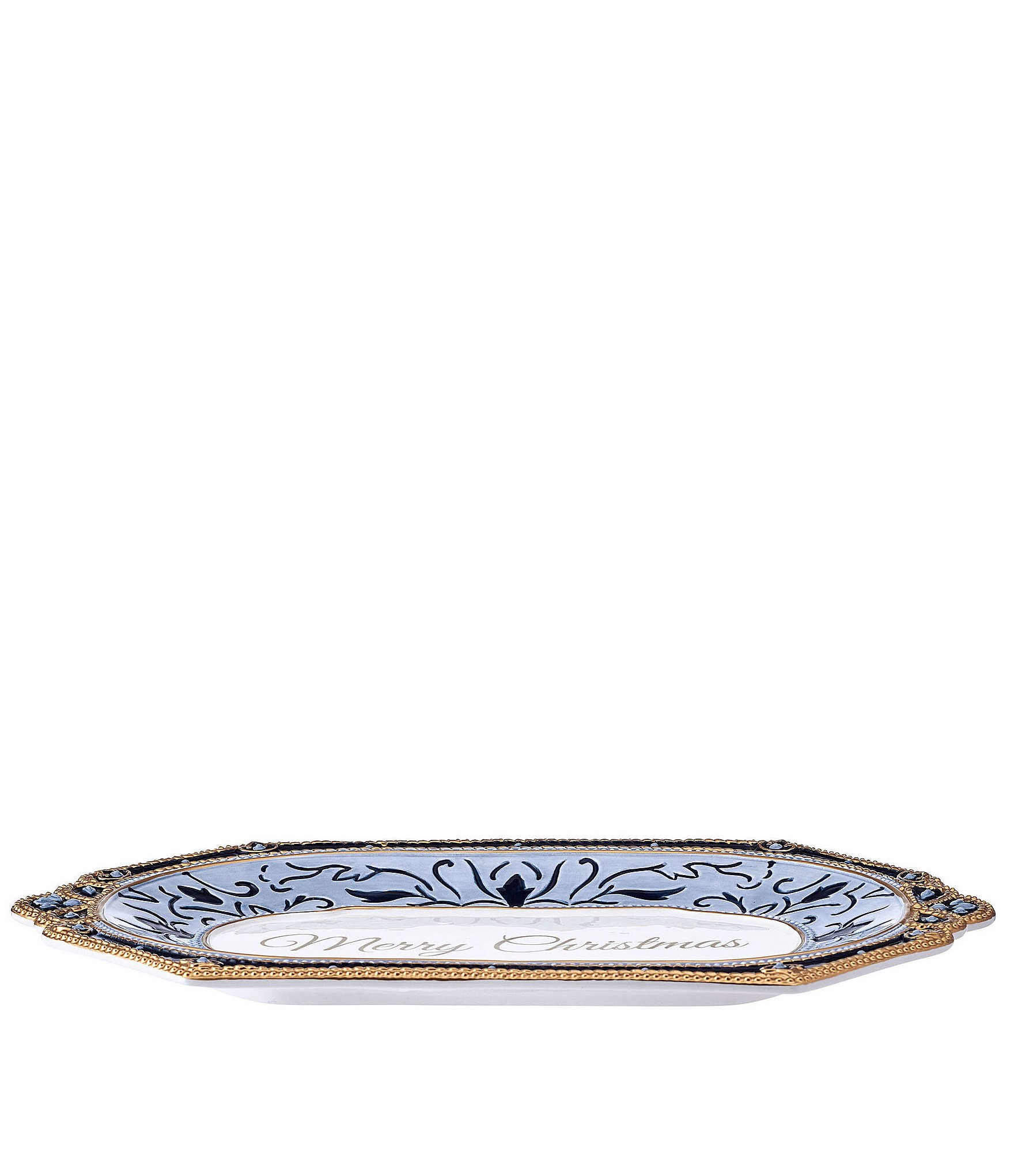 Fitz and Floyd Renaissance Blue Collection Sentiment Tray