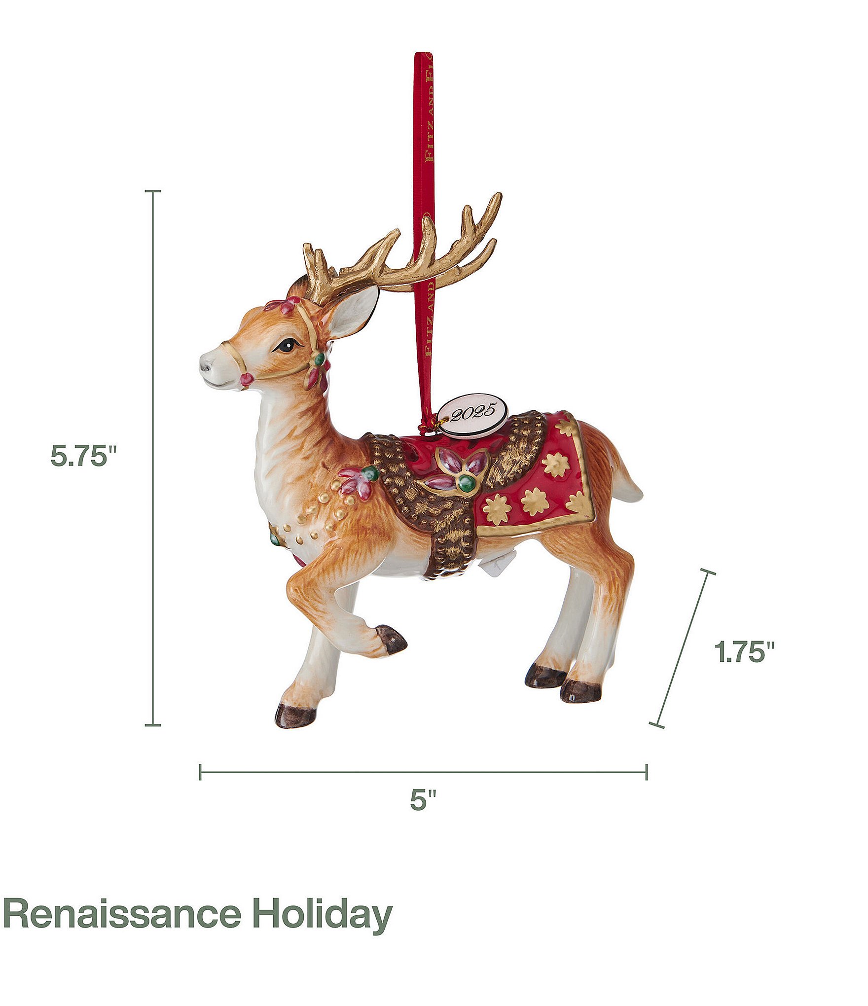 Fitz and Floyd Renaissance Deer Ornament