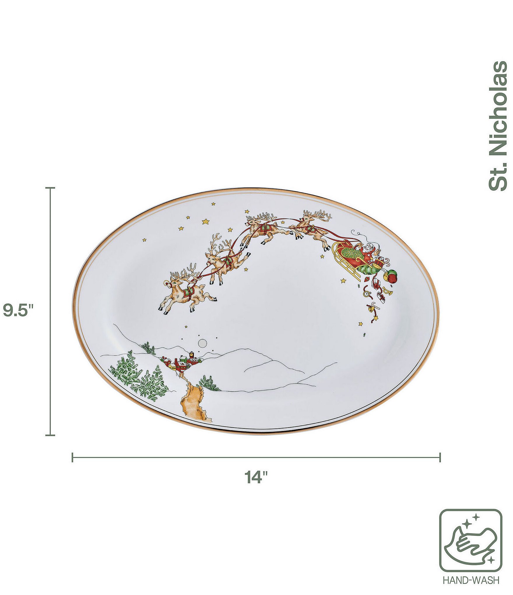 Fitz and Floyd St Nicholas Collection Gold Platter, 14#double;