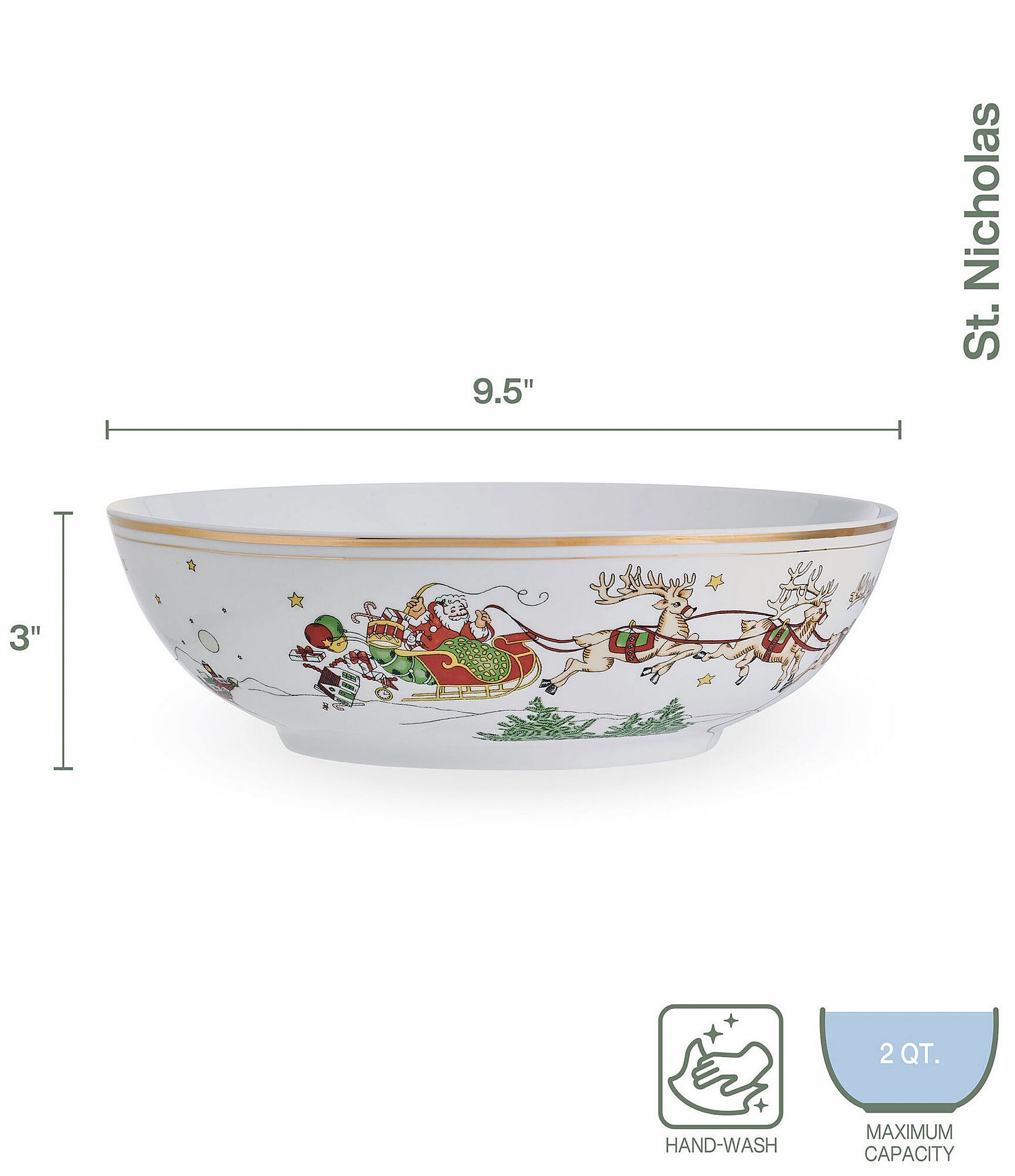 Fitz and Floyd St. Nicholas Collection Gold Serving Bowl