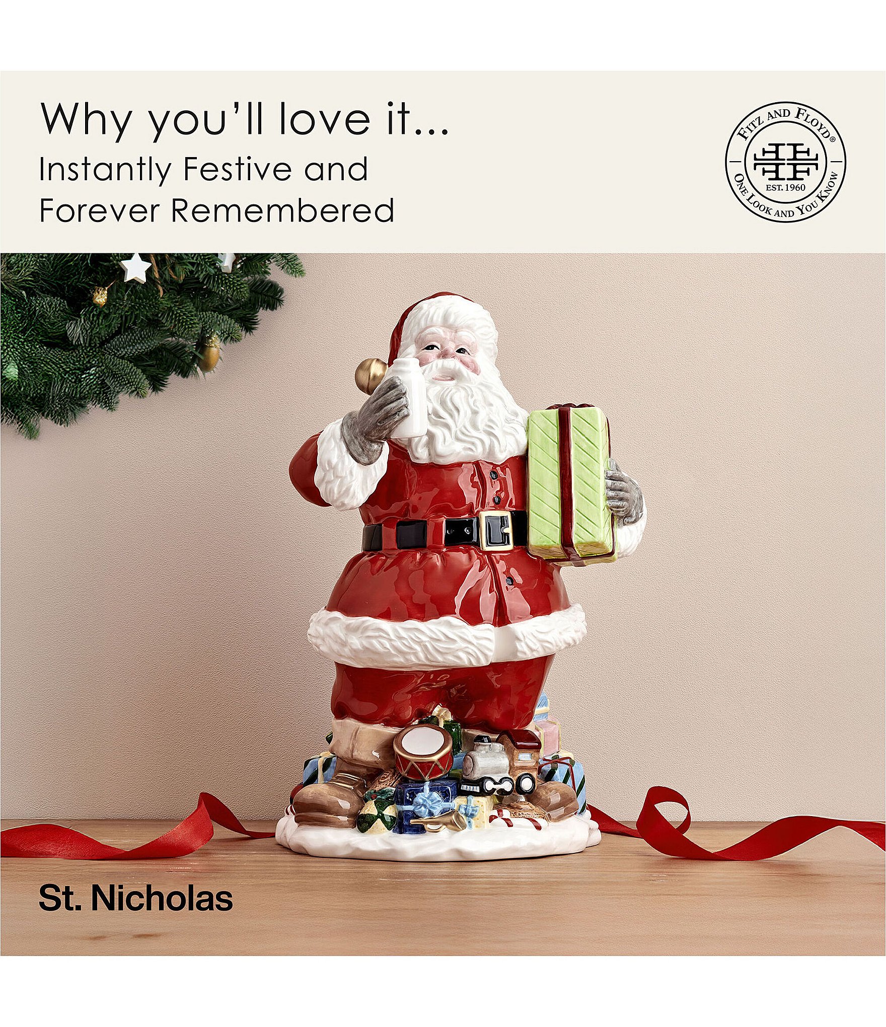 Fitz and Floyd St. Nicholas Collection Santa Figurine, 14#double;