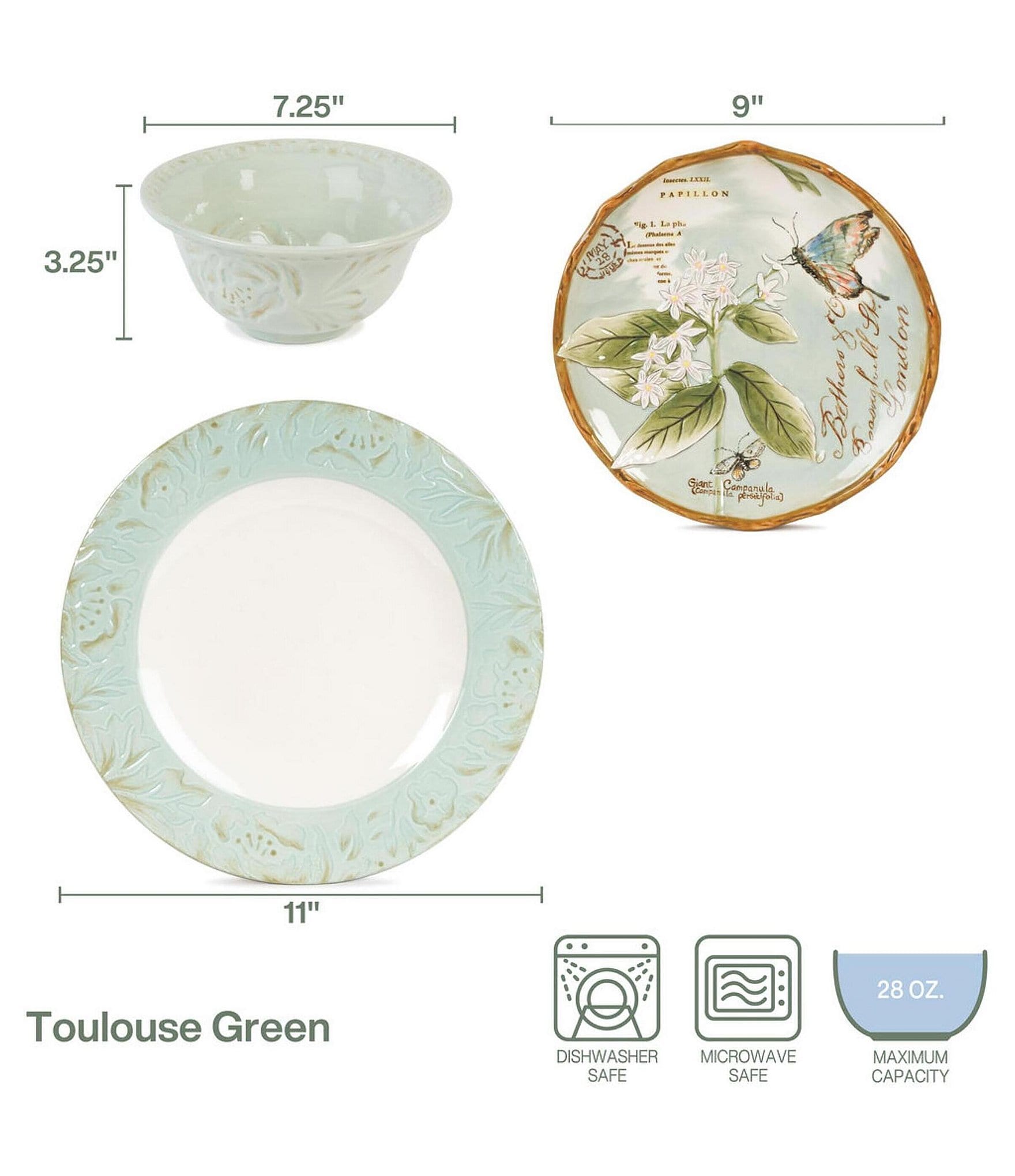 Fitz and Floyd Toulouse Collection 12-Piece Dinnerware Set, Service for 4
