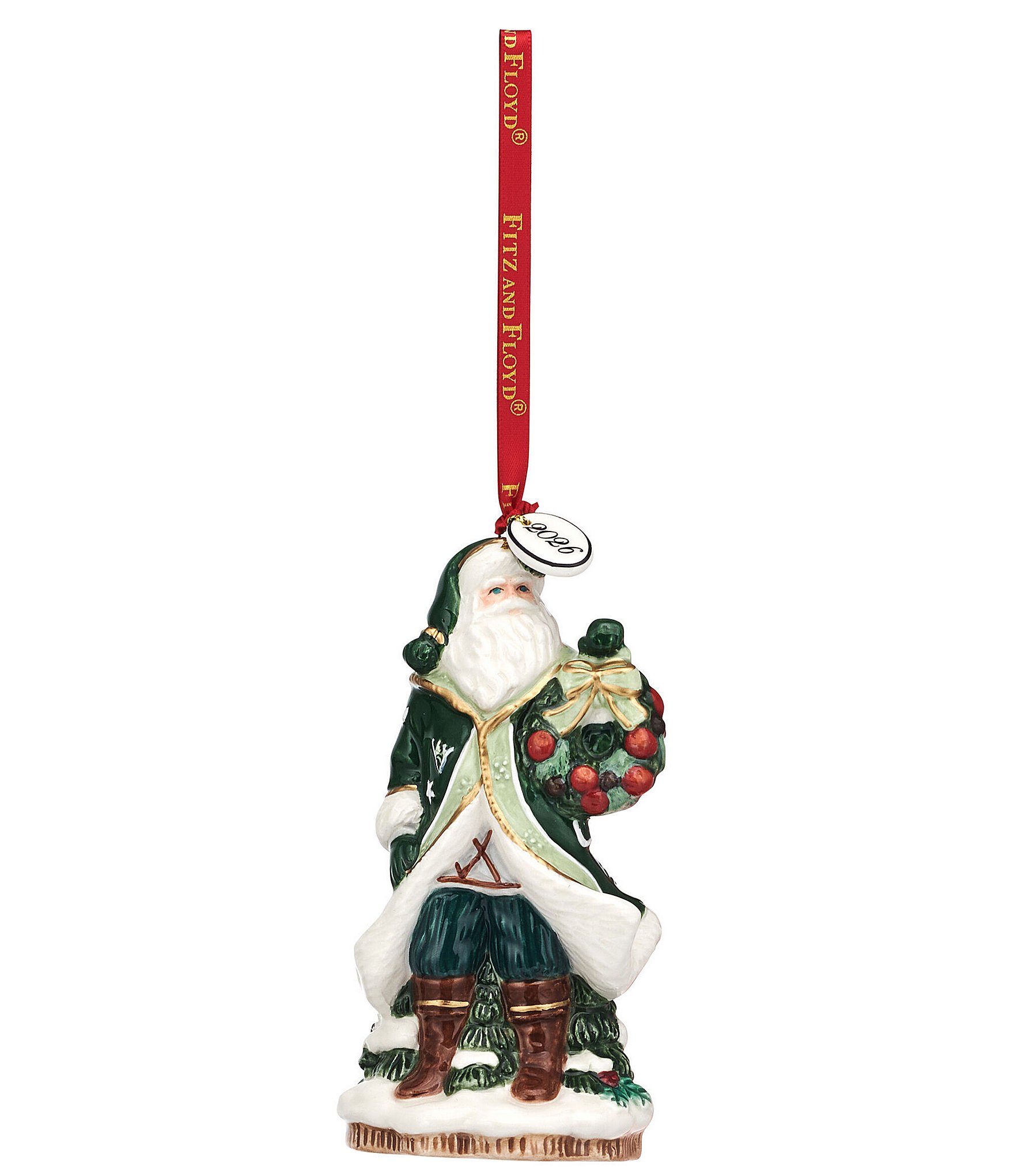 Fitz and Floyd Winter Frost Collection 2026 Santa Bell Ornament