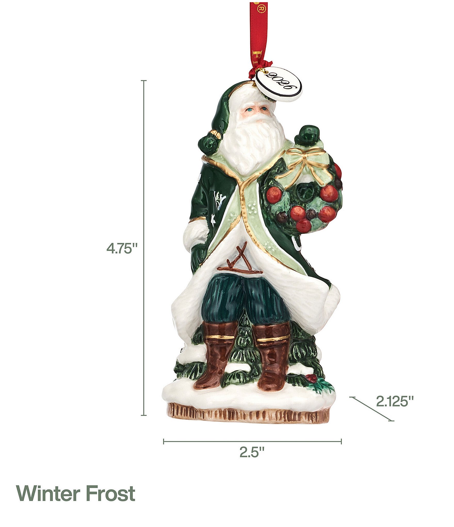 Fitz and Floyd Winter Frost Collection 2026 Santa Bell Ornament