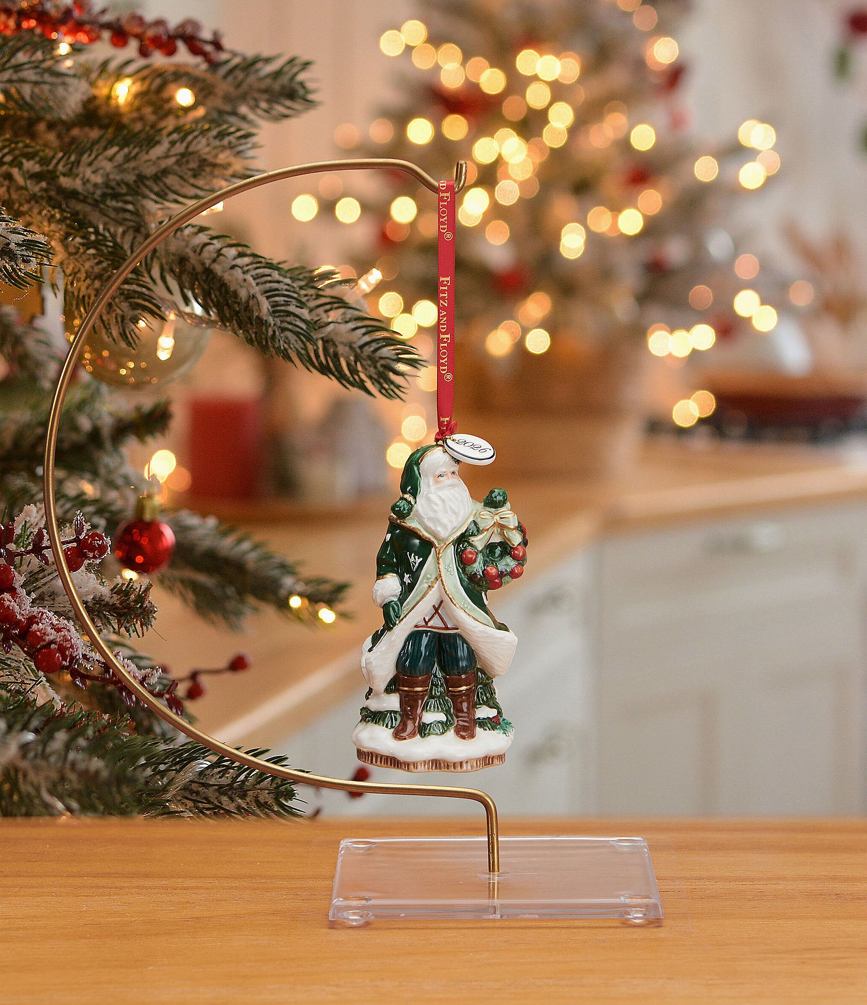 Fitz and Floyd Winter Frost Collection 2026 Santa Bell Ornament