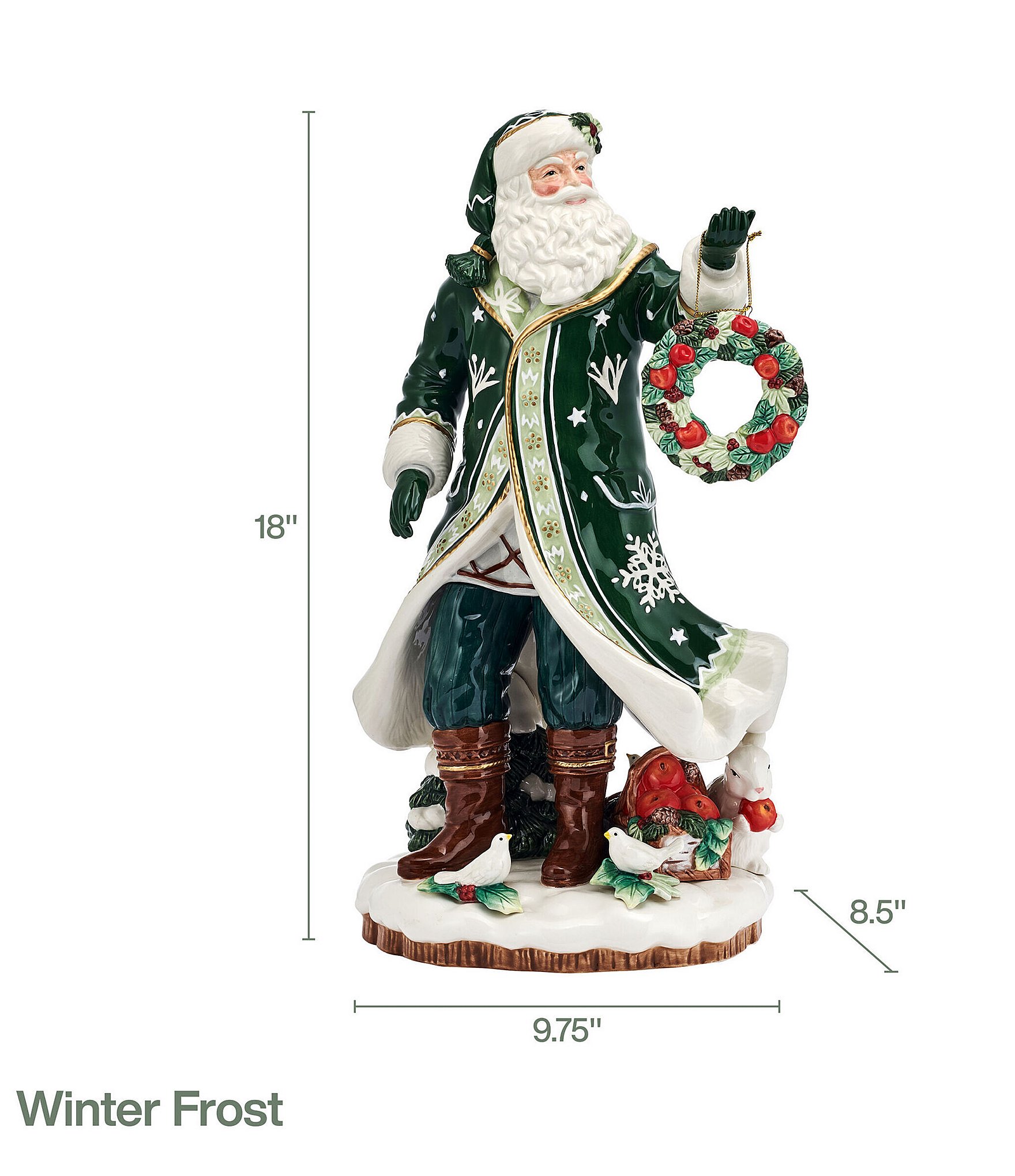 Fitz and Floyd Winter Frost Collection Santa Figurine