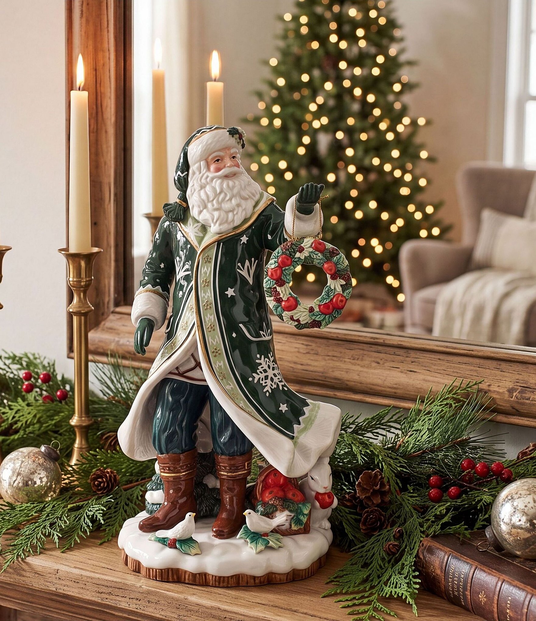Fitz and Floyd Winter Frost Collection Santa Figurine