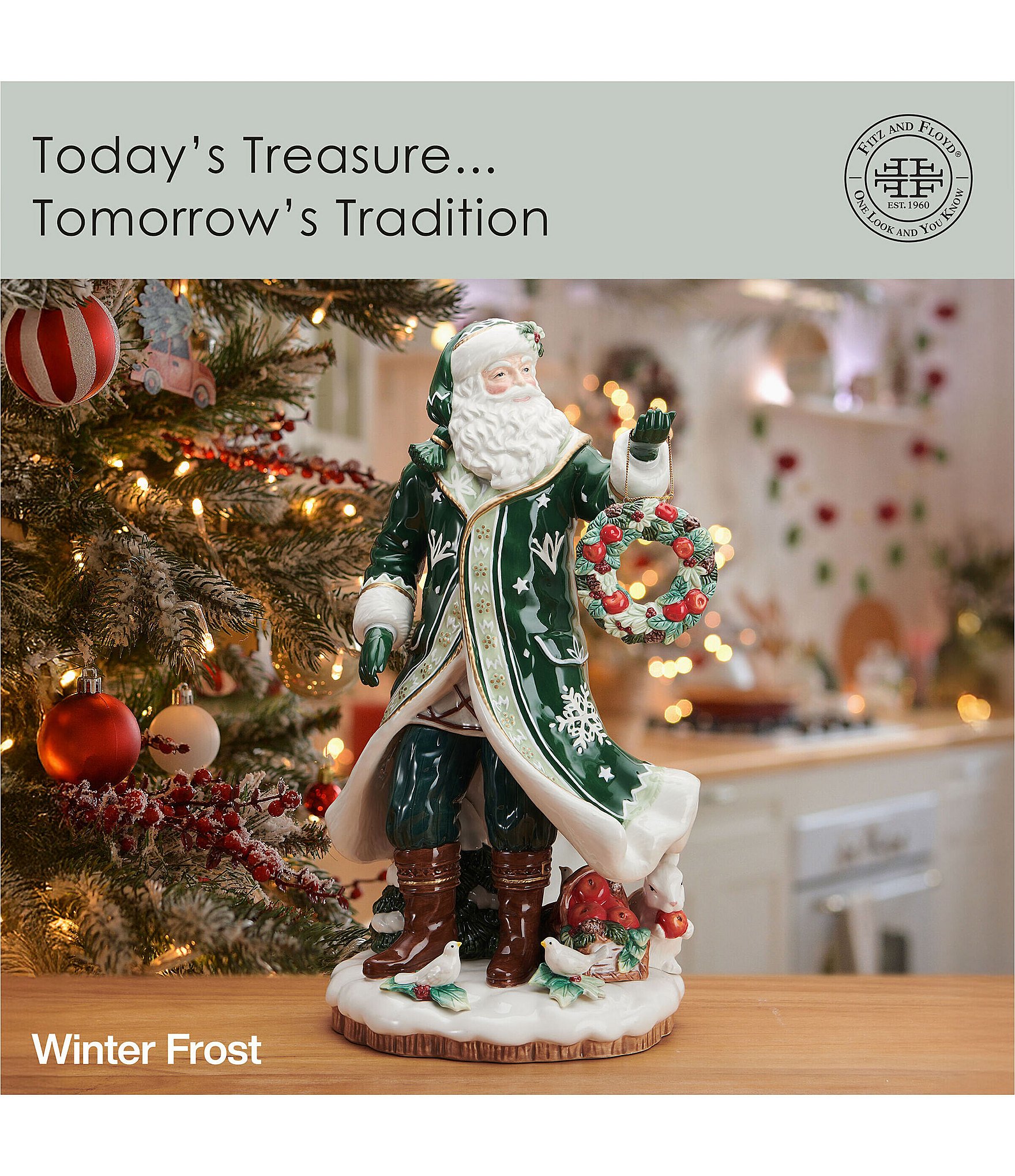 Fitz and Floyd Winter Frost Collection Santa Figurine