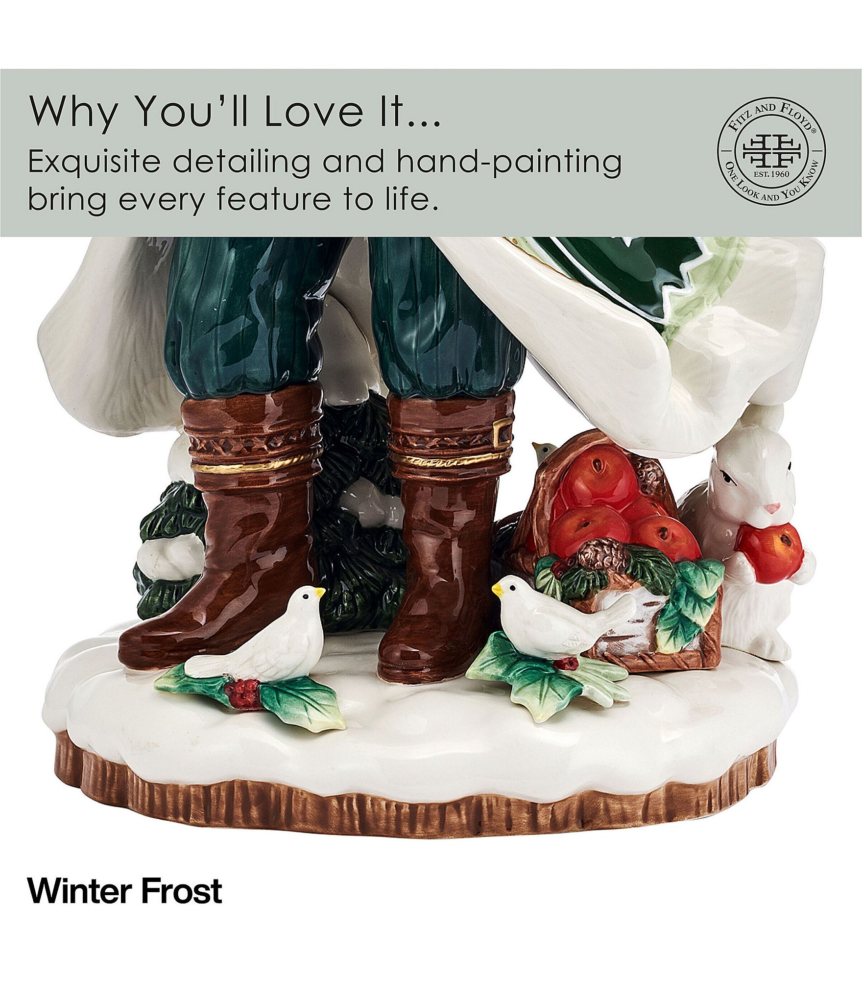 Fitz and Floyd Winter Frost Collection Santa Figurine