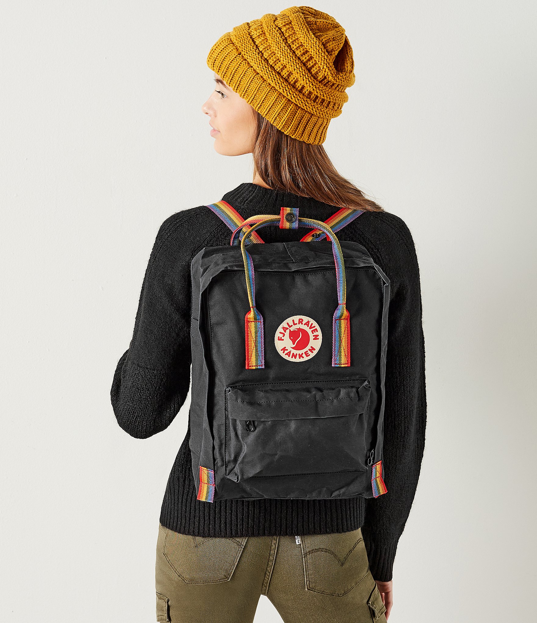 Fjallraven Patch Logo Kanken Rainbow Handle Backpack