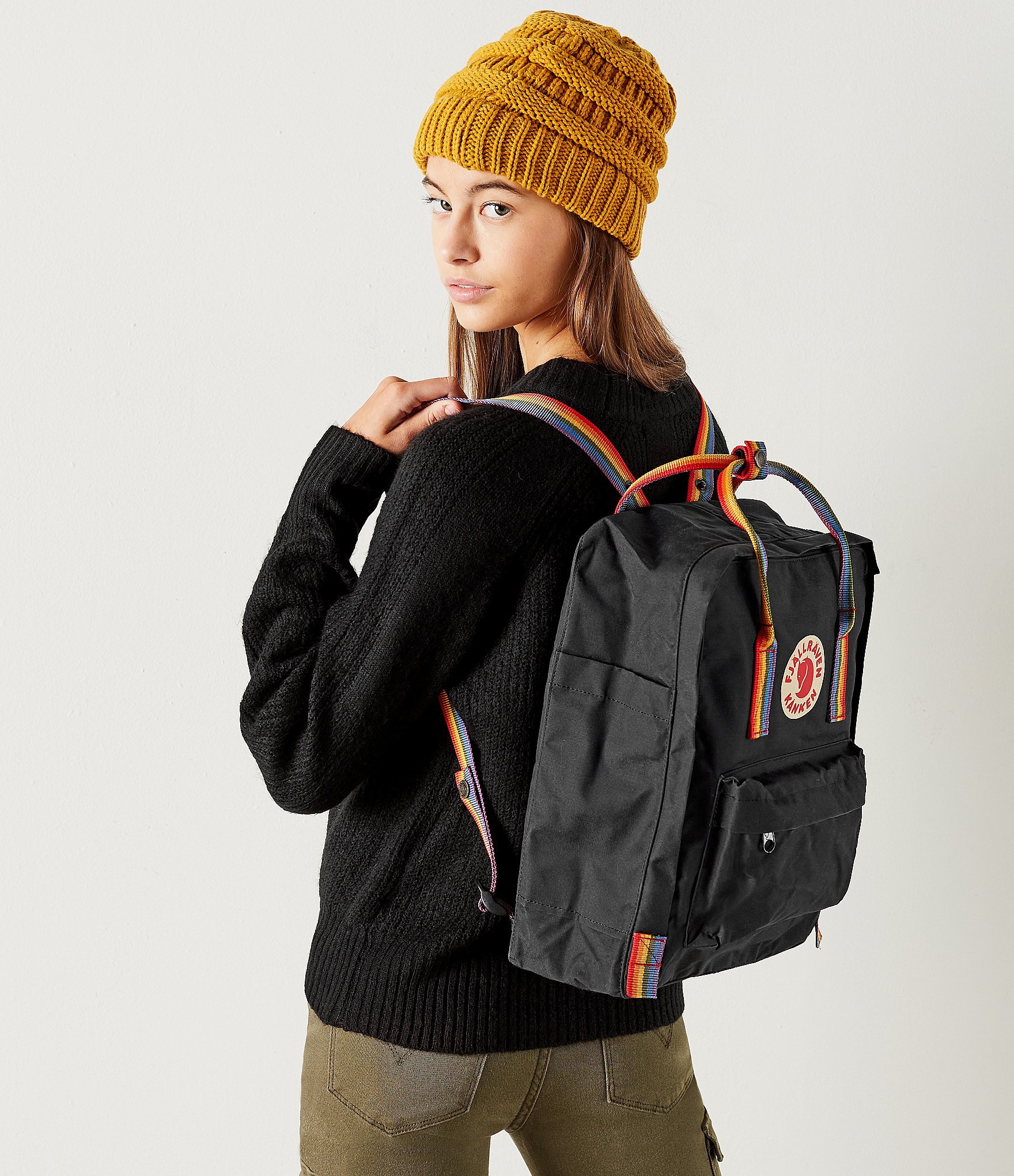 Fjallraven Patch Logo Kanken Rainbow Handle Backpack