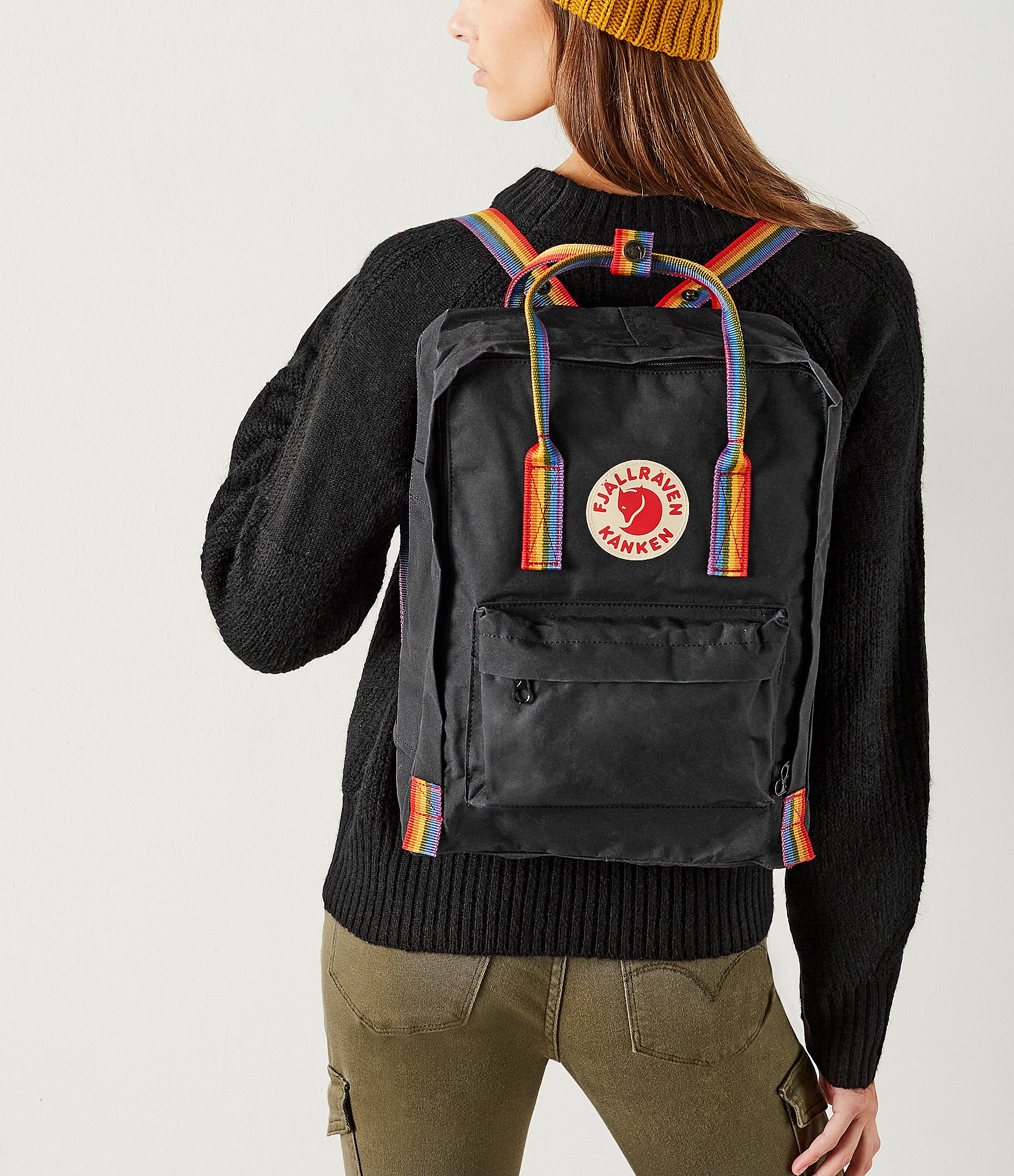 Fjallraven Patch Logo Kanken Rainbow Handle Backpack