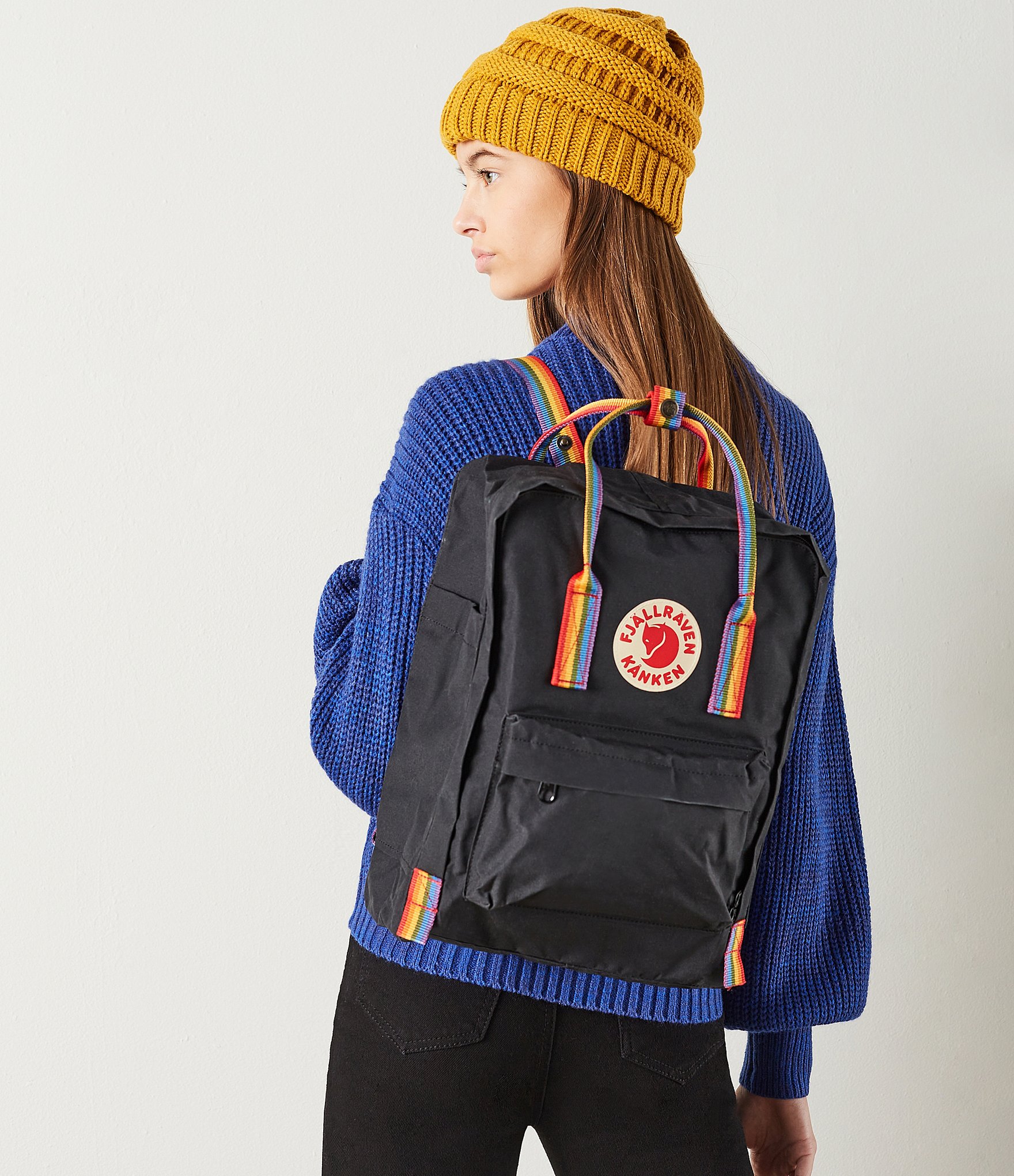 Fjallraven Patch Logo Kanken Rainbow Handle Backpack