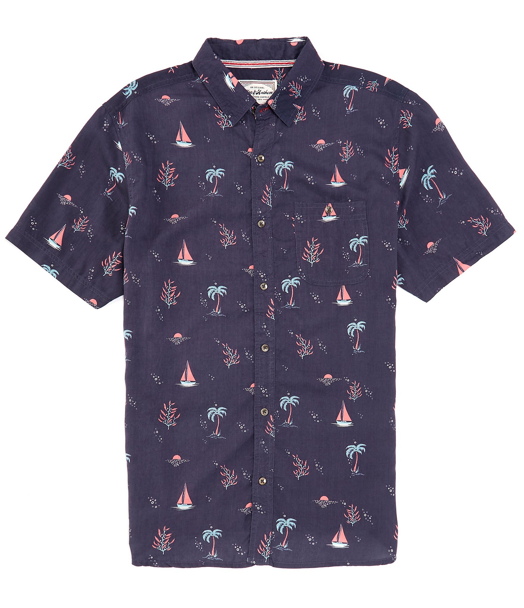 Flag and Anthem Finley Sailboat Printed Short Sleeve Woven Shirt