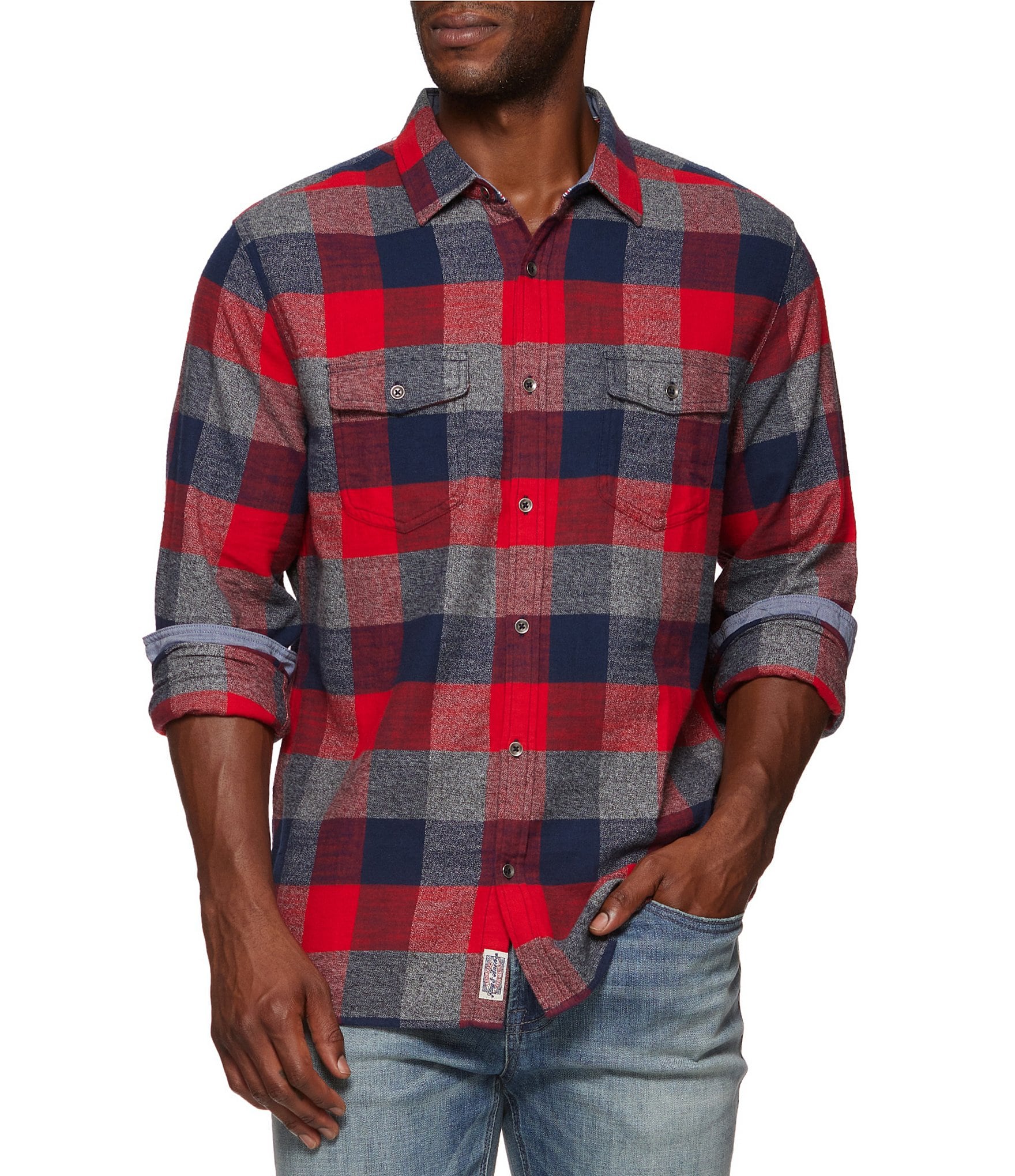 Roundtree & Yorke Long Sleeve Heavy Twill Camo Print Sport Shirt
