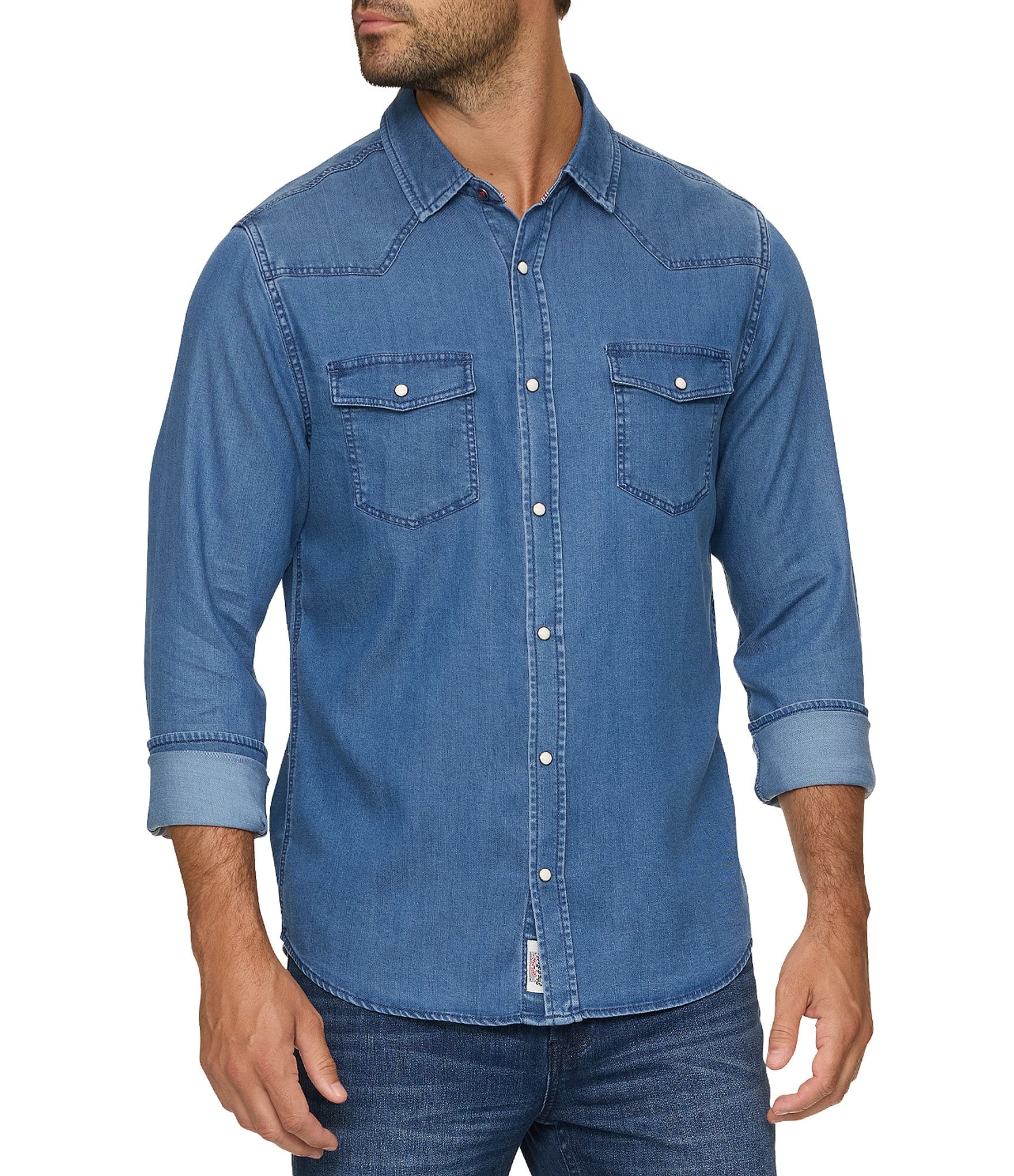 Flag and Anthem Long Sleeve Sacramento Stretch Chambray Western Shirt