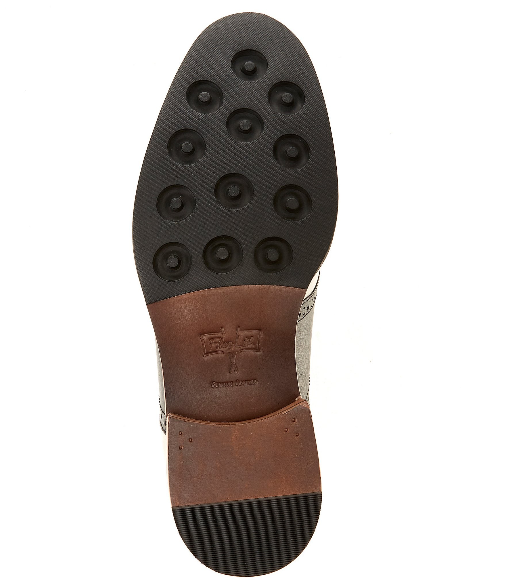 Flag LTD. Men's Copley Nubuck Leather Brogue Detail Saddle Dress Shoes