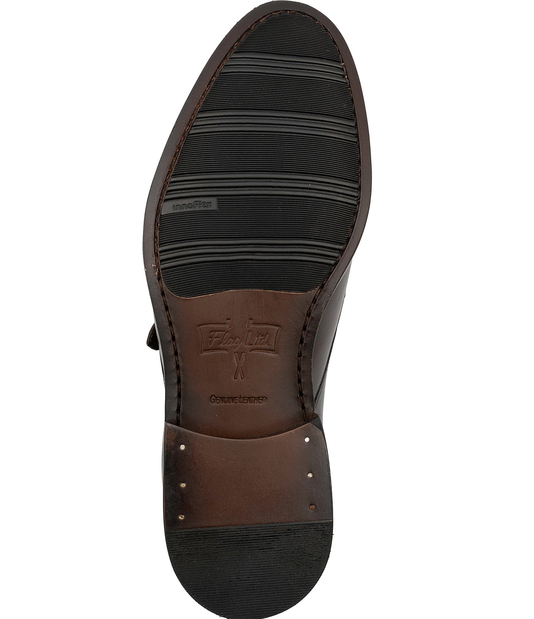 Flag LTD. Men's Harmon Cap Toe Leather Monk Strap Oxfords