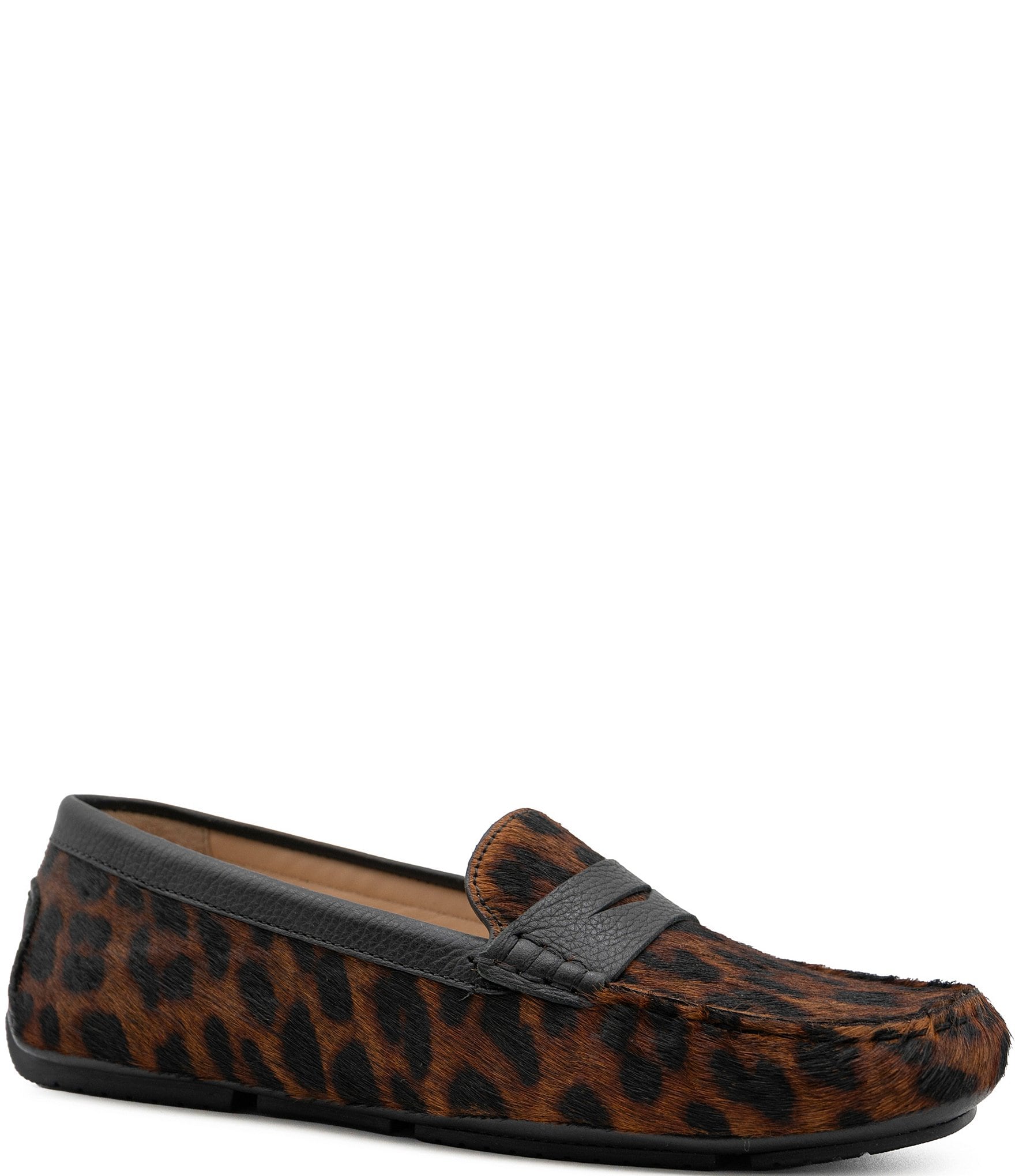 Flag LTD. Women's Morgan Leopard Print Calf Hair Penny Loafers