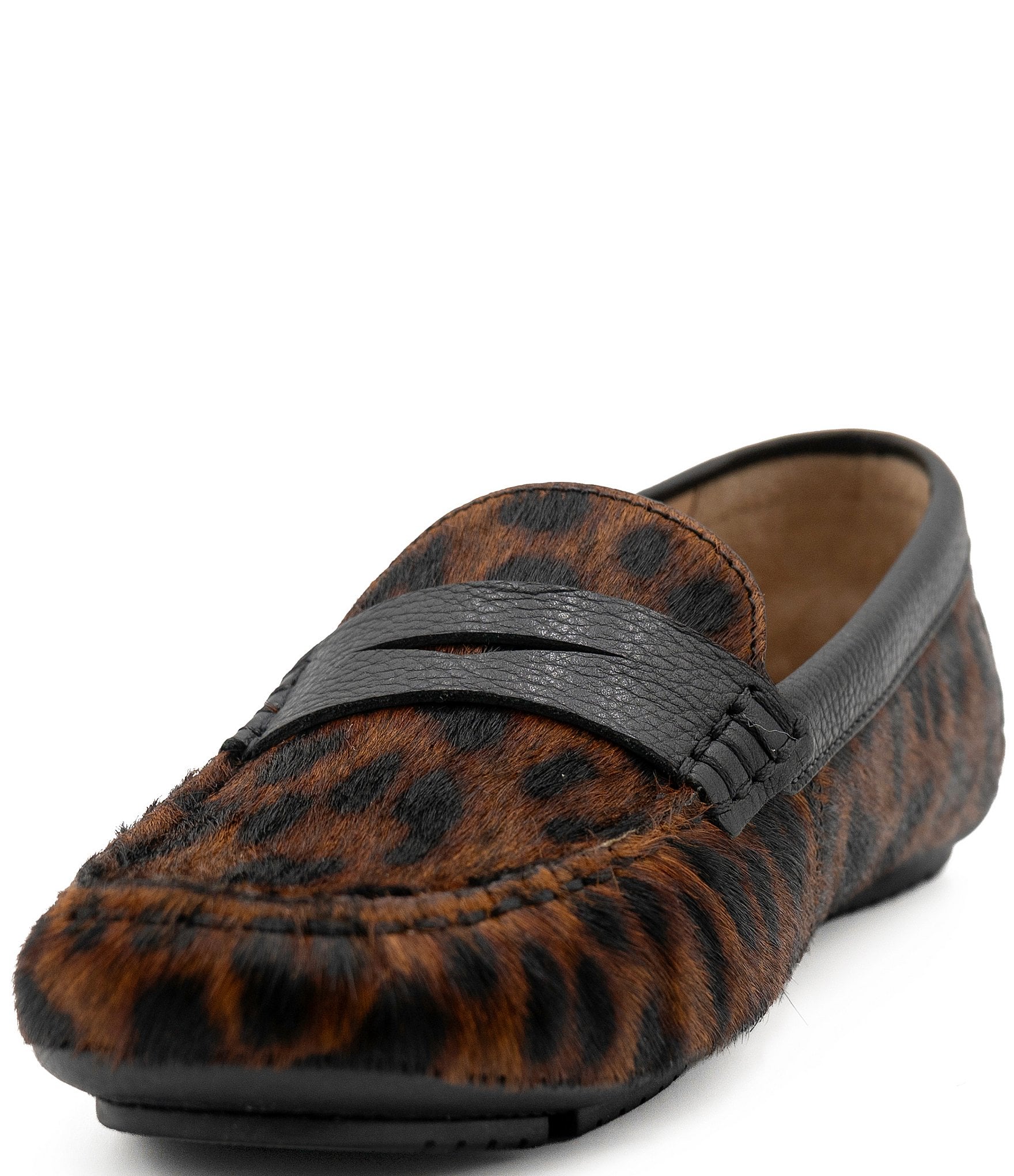 Flag LTD. Women's Morgan Leopard Print Calf Hair Penny Loafers