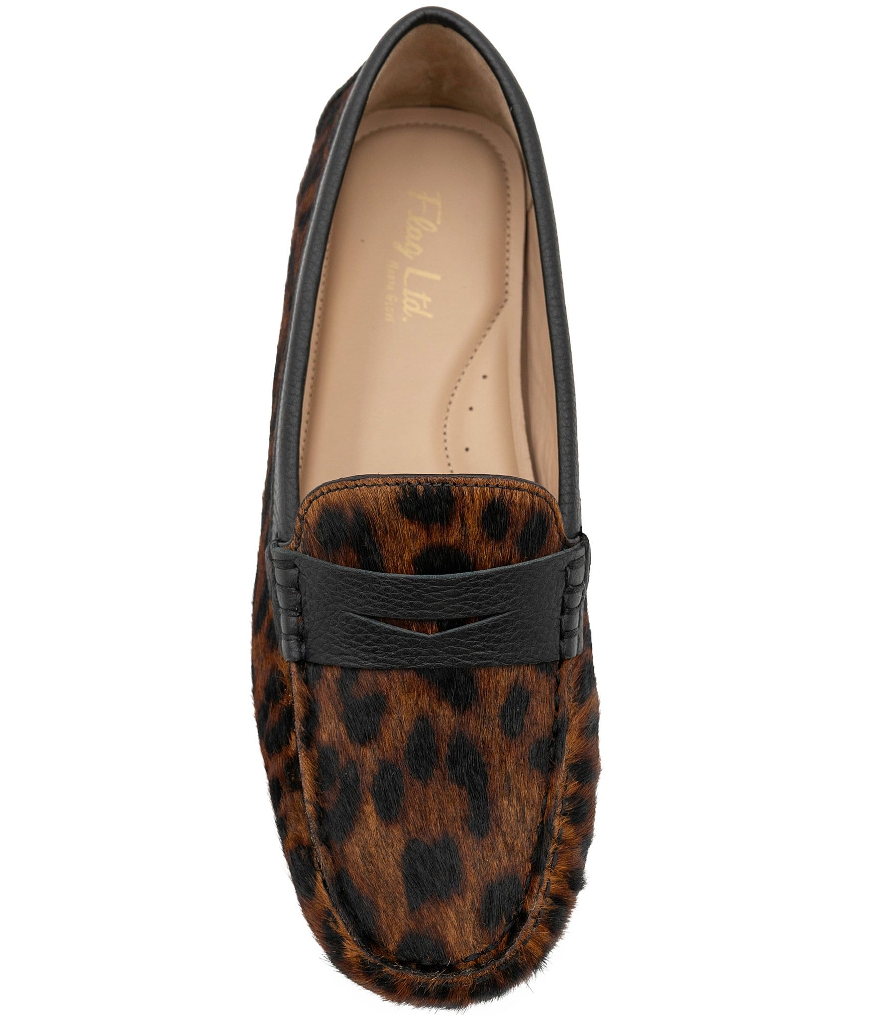 Flag LTD. Women's Morgan Leopard Print Calf Hair Penny Loafers