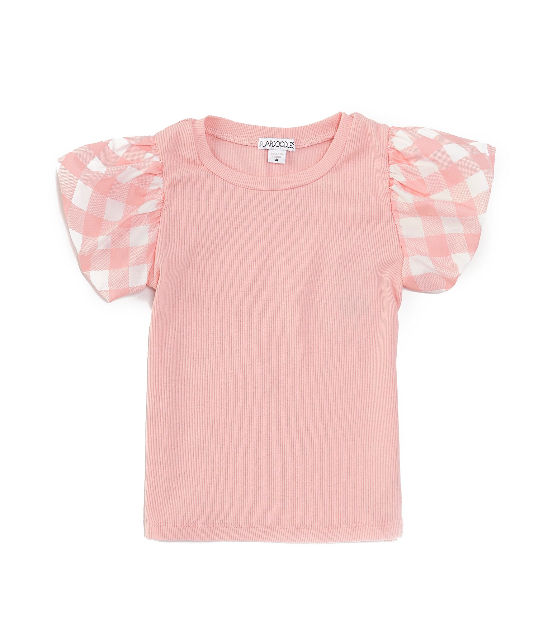 Flapdoodles Little Girls 2T-6X Gingham Bubble Sleeve Top