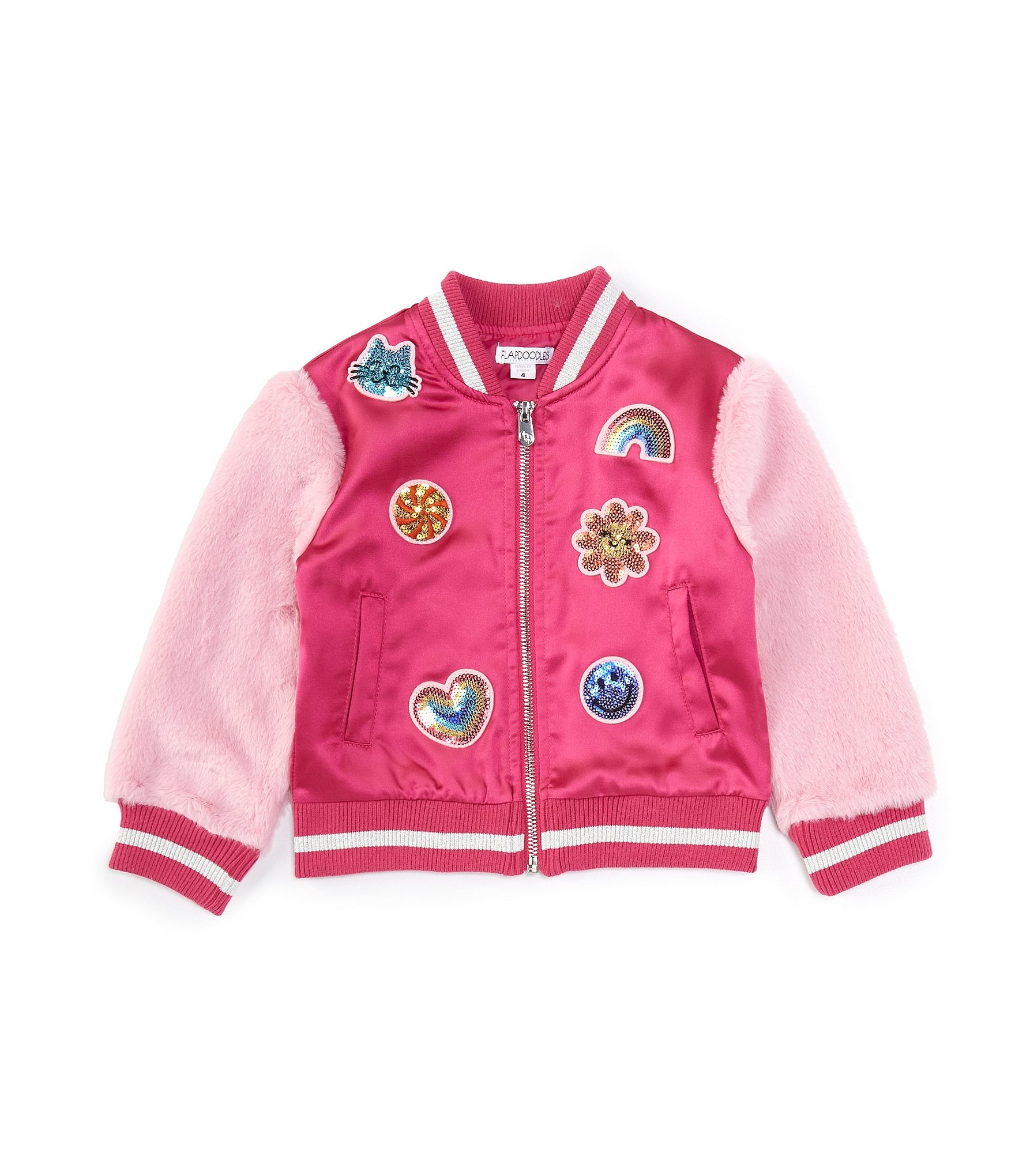 Kukukid Kids Girl Bomber Jacket in Pink Flamingos