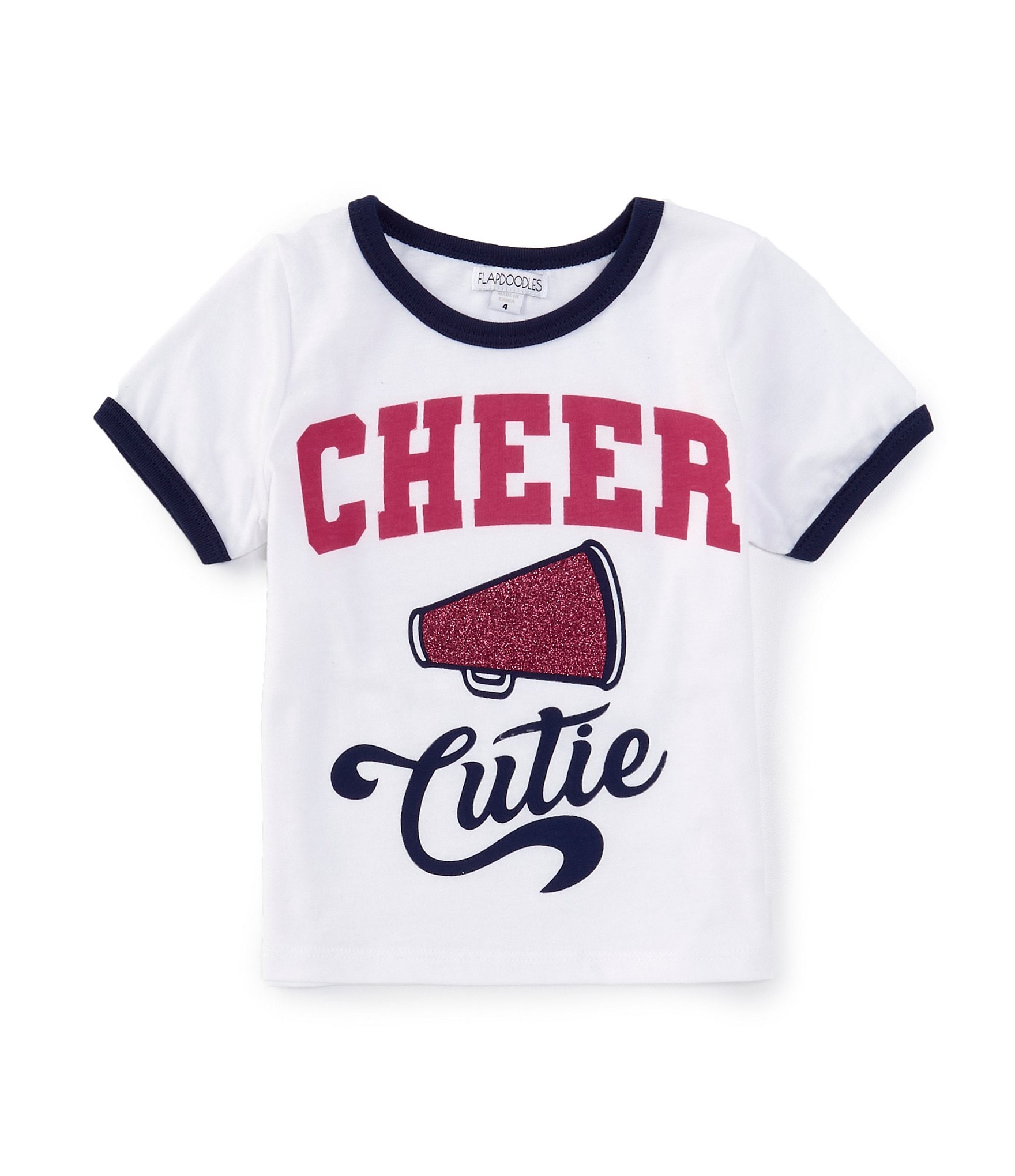 Flapdoodles Little Girls 2T-6X Short Sleeve Cheer T-Shirt