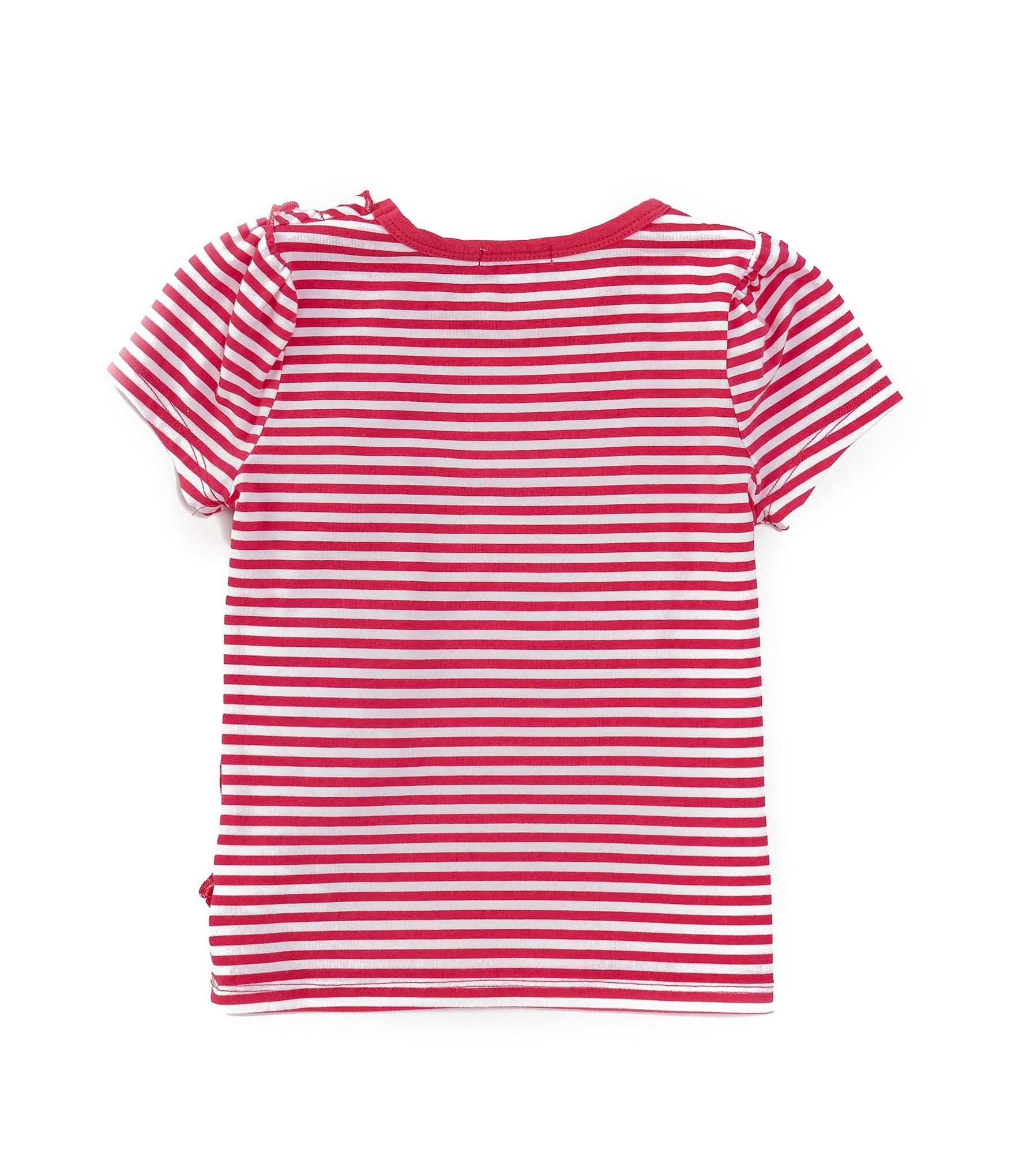 Flapdoodles Little Girls 2T-6X Short Sleeve Striped Ruffle T-Shirt