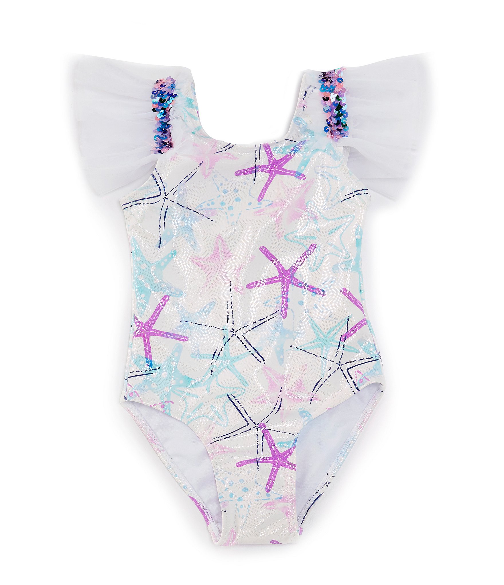 Flapdoodles Little Girls 2T-6X Starfish-Printed One-Piece Swimsuit ...