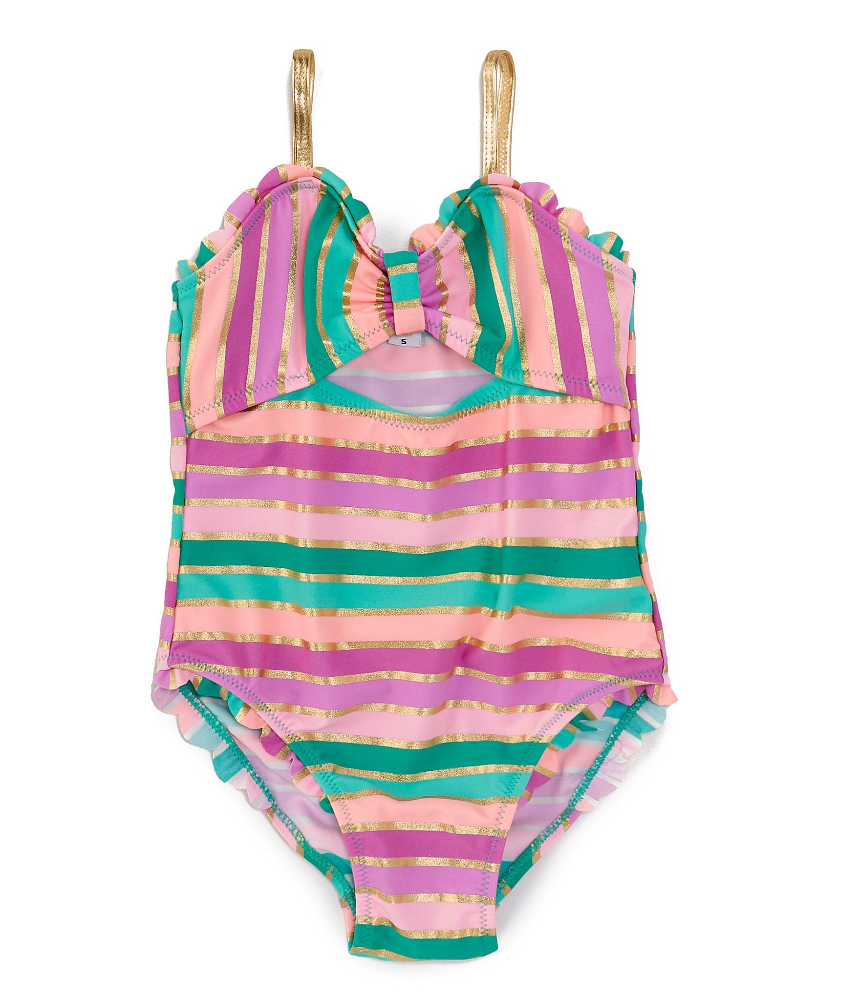 Flapdoodles Little Girls 2T 6X Striped One Piece Swimsuit Dillard s