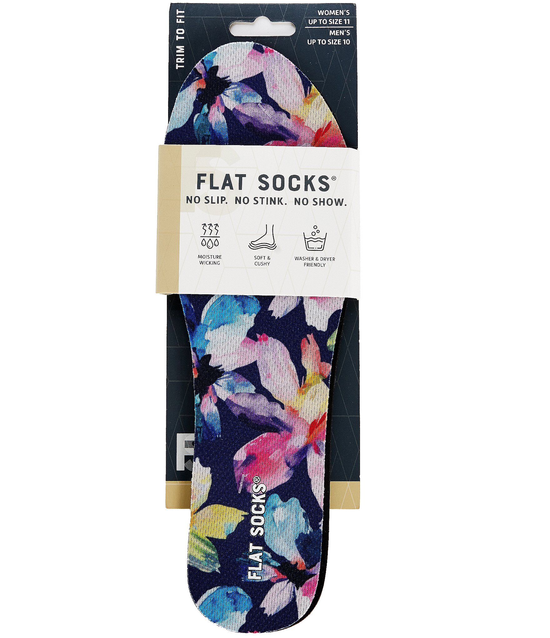 Flat Socks Women's Mesh Painted Floral Cushioned Liners