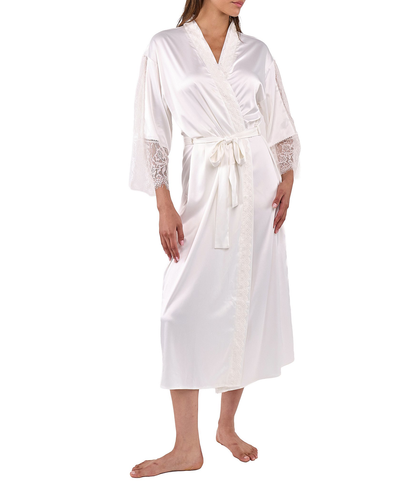 Flora Nikrooz Skyler Luxe Long Sleeve Stretch Satin Long Robe