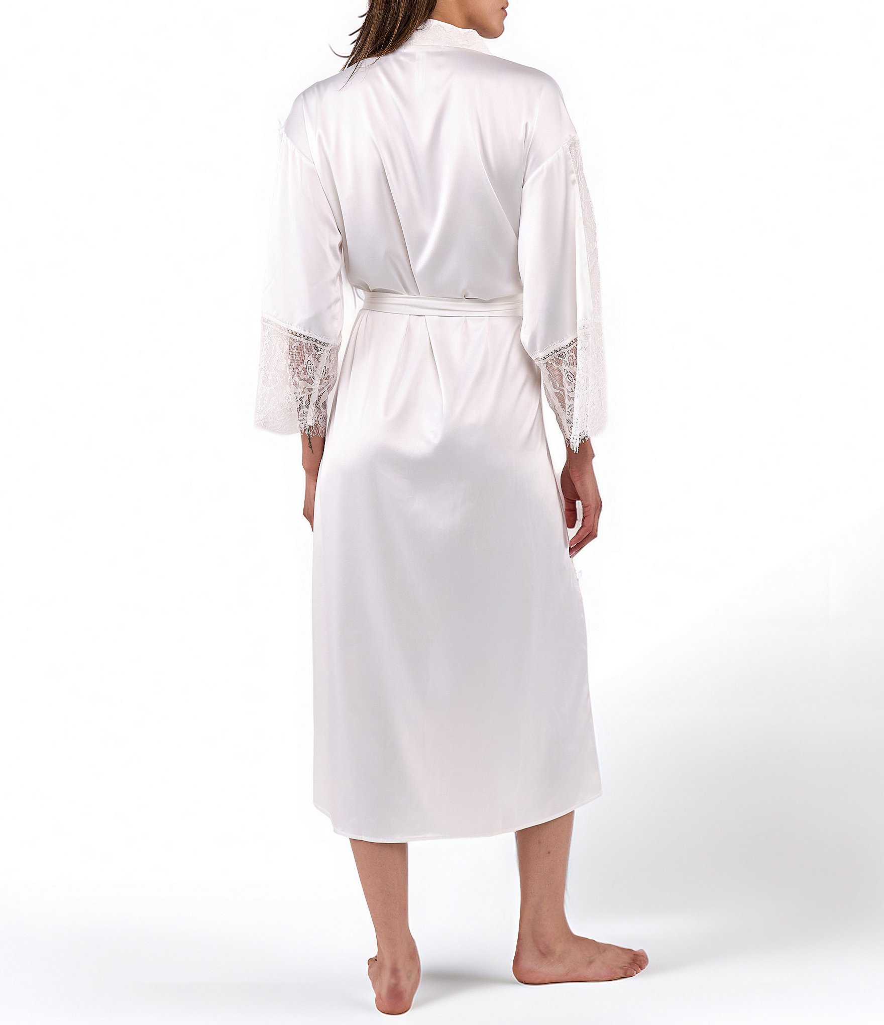 Flora Nikrooz Skyler Luxe Long Sleeve Stretch Satin Long Robe